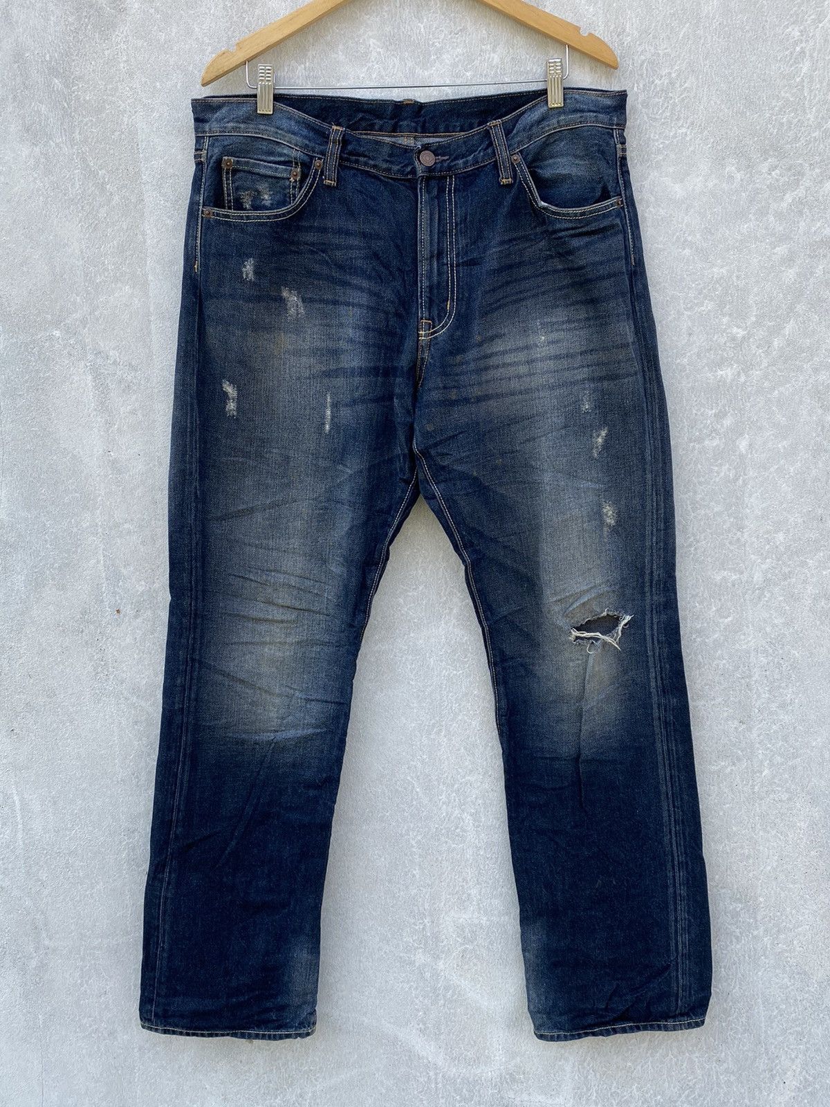 Japanese Brand Blue Denim By Gu Jeans Size US 37 - 1 Thumbnail