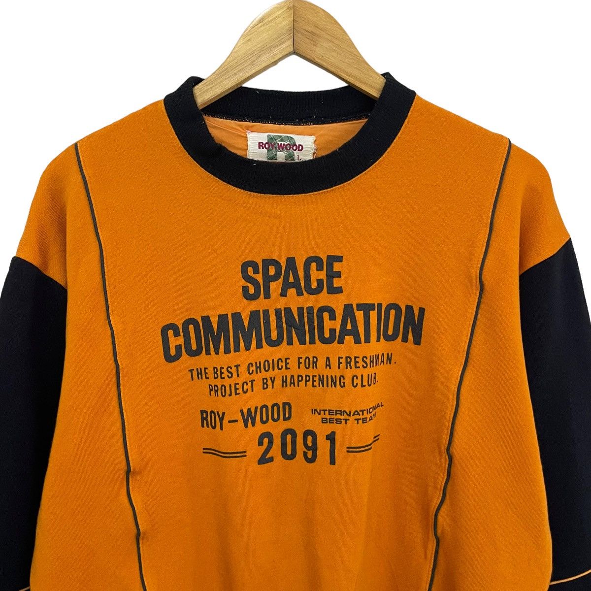 Japanese Brand × Vintage 💥 90s Space Communication Ray Wood Crewneck Sweatshirt Size US M / EU 48-50 / 2 - 4 Thumbnail