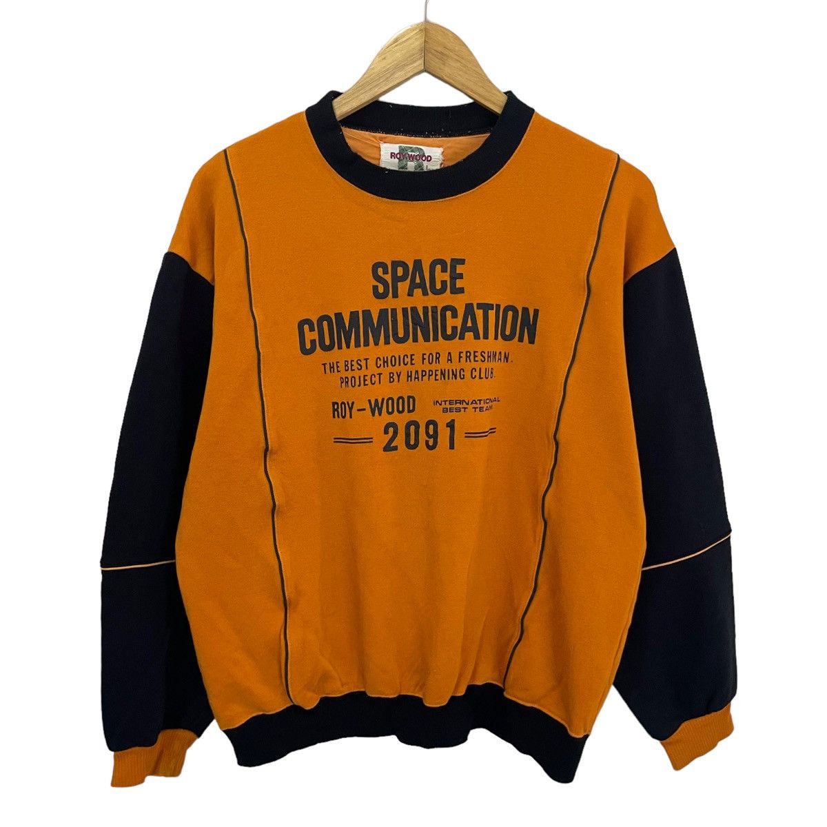 Japanese Brand × Vintage 💥 90s Space Communication Ray Wood Crewneck Sweatshirt Size US M / EU 48-50 / 2 - 1 Thumbnail