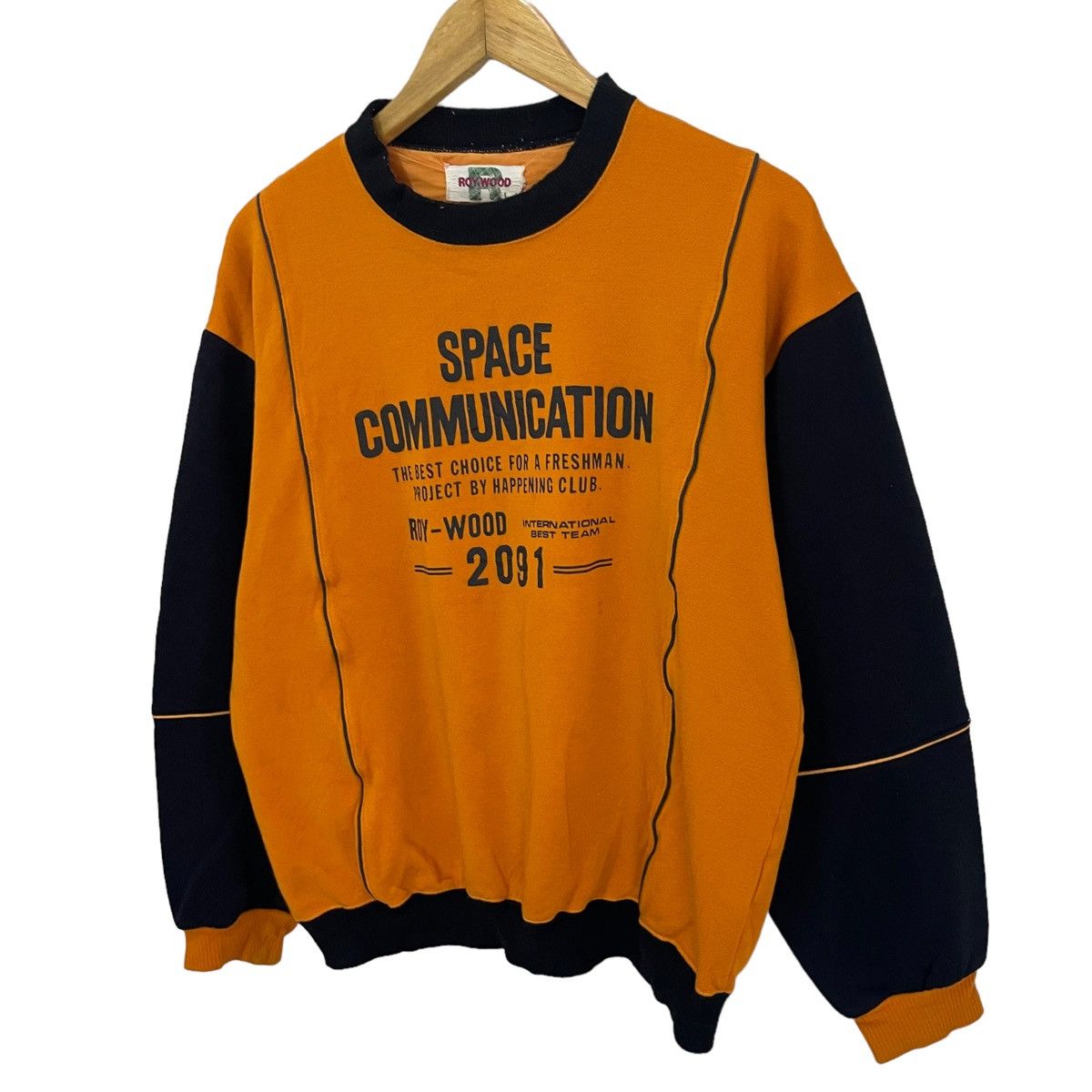 Japanese Brand × Vintage 💥 90s Space Communication Ray Wood Crewneck Sweatshirt Size US M / EU 48-50 / 2 - 3 Thumbnail