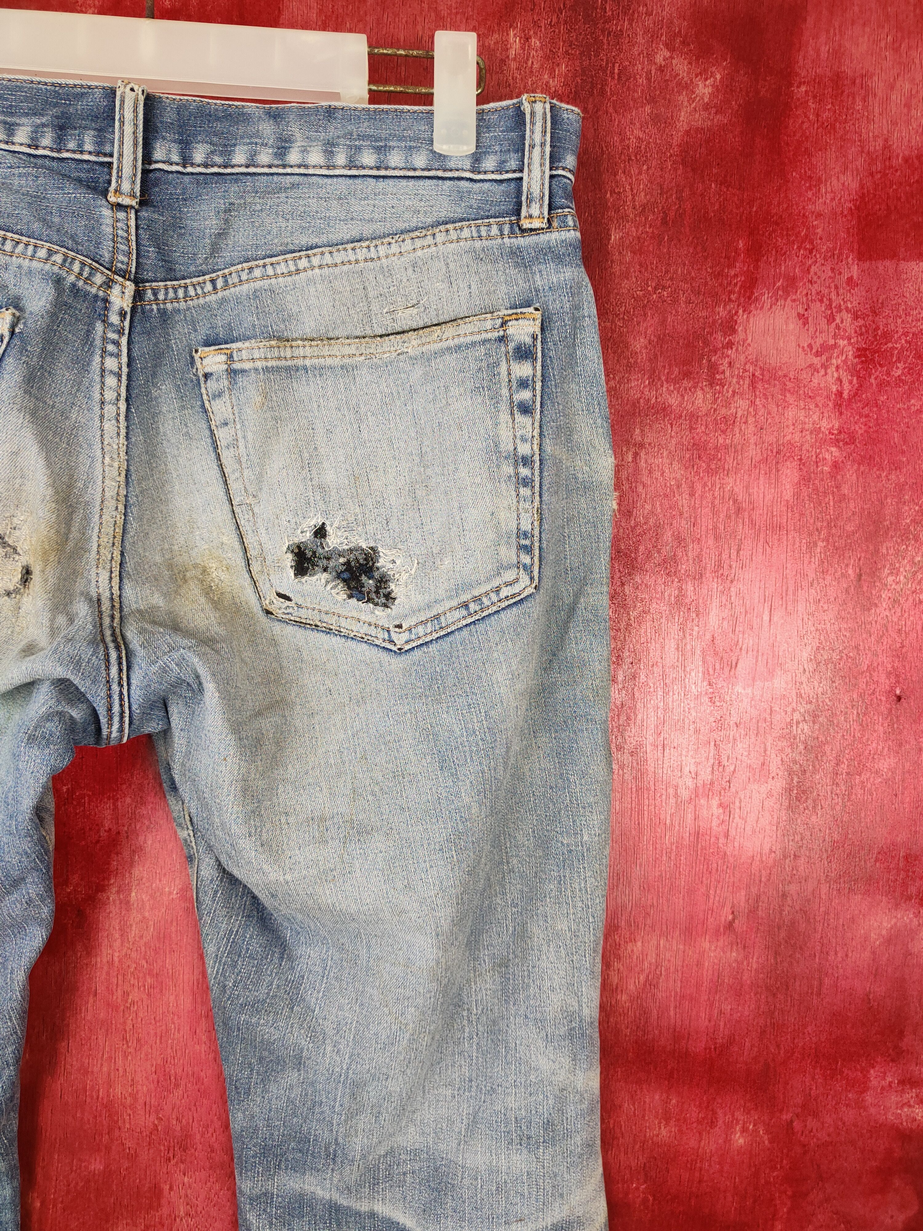 Japanese Brand Uniqlo distressed thrashed Blue Jeans denim pants #4942 Size US 32 / EU 48 - 14 Thumbnail