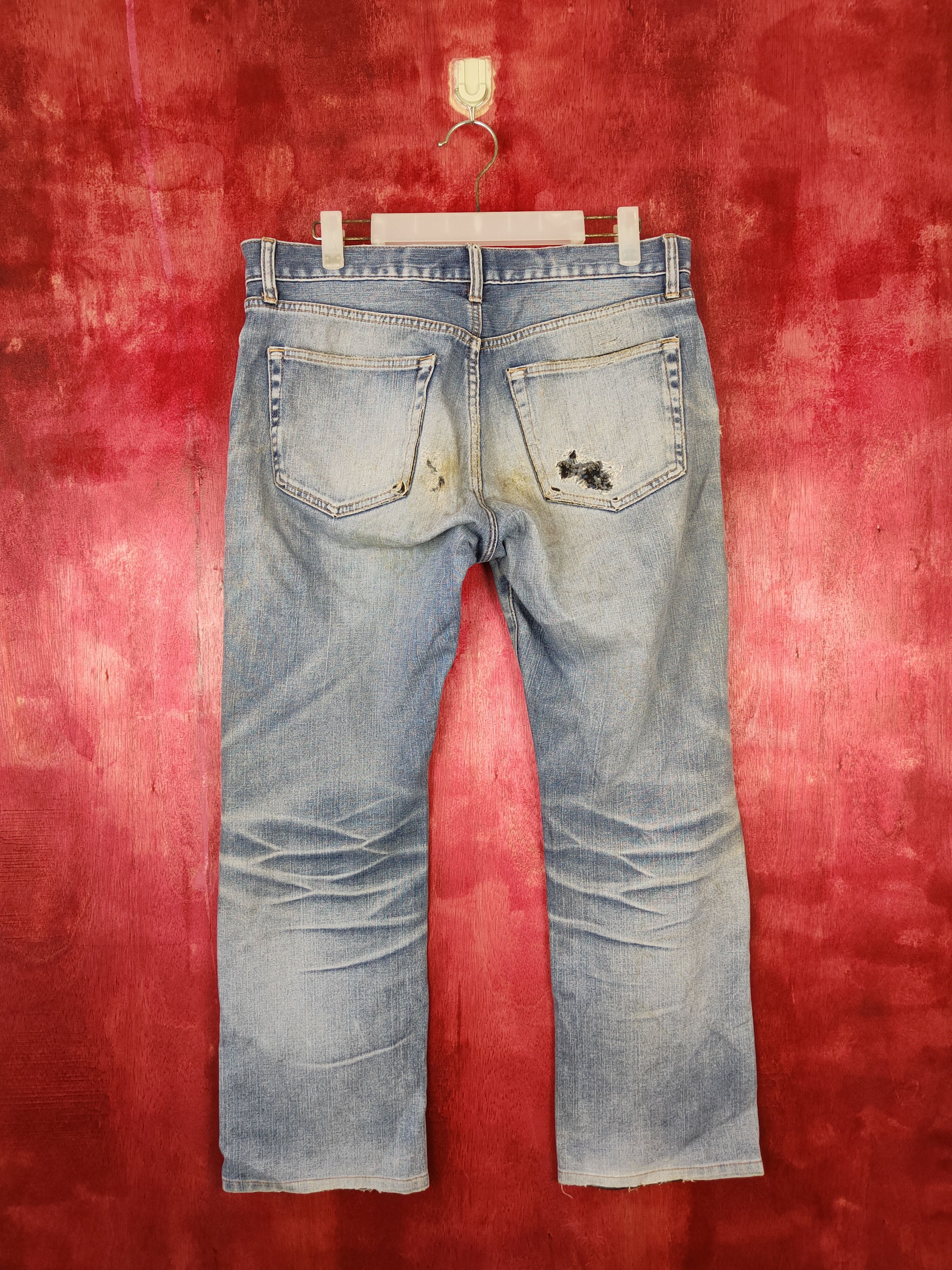 Japanese Brand Uniqlo distressed thrashed Blue Jeans denim pants #4942 Size US 32 / EU 48 - 9 Thumbnail