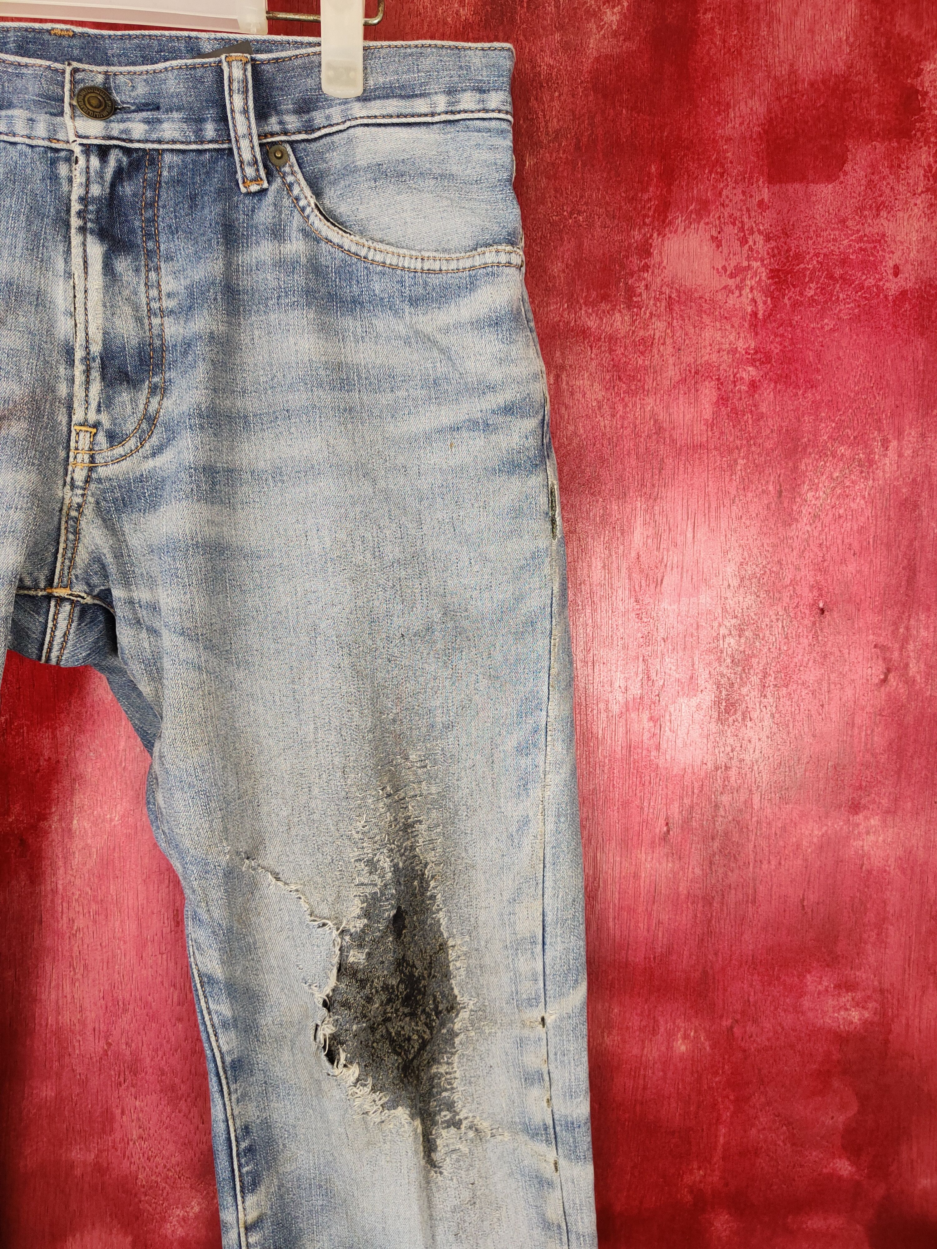 Japanese Brand Uniqlo distressed thrashed Blue Jeans denim pants #4942 Size US 32 / EU 48 - 7 Thumbnail