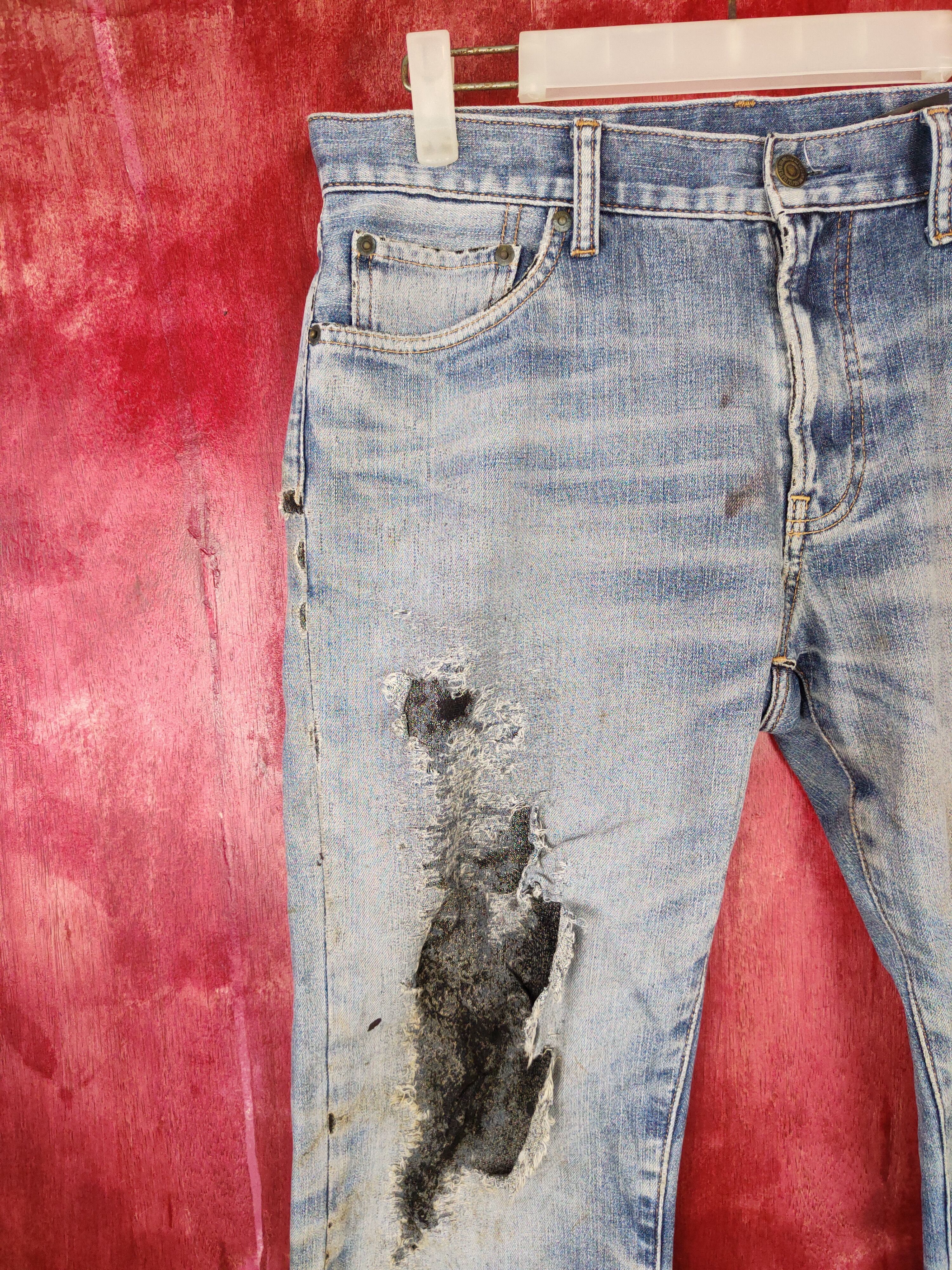 Japanese Brand Uniqlo distressed thrashed Blue Jeans denim pants #4942 Size US 32 / EU 48 - 5 Thumbnail