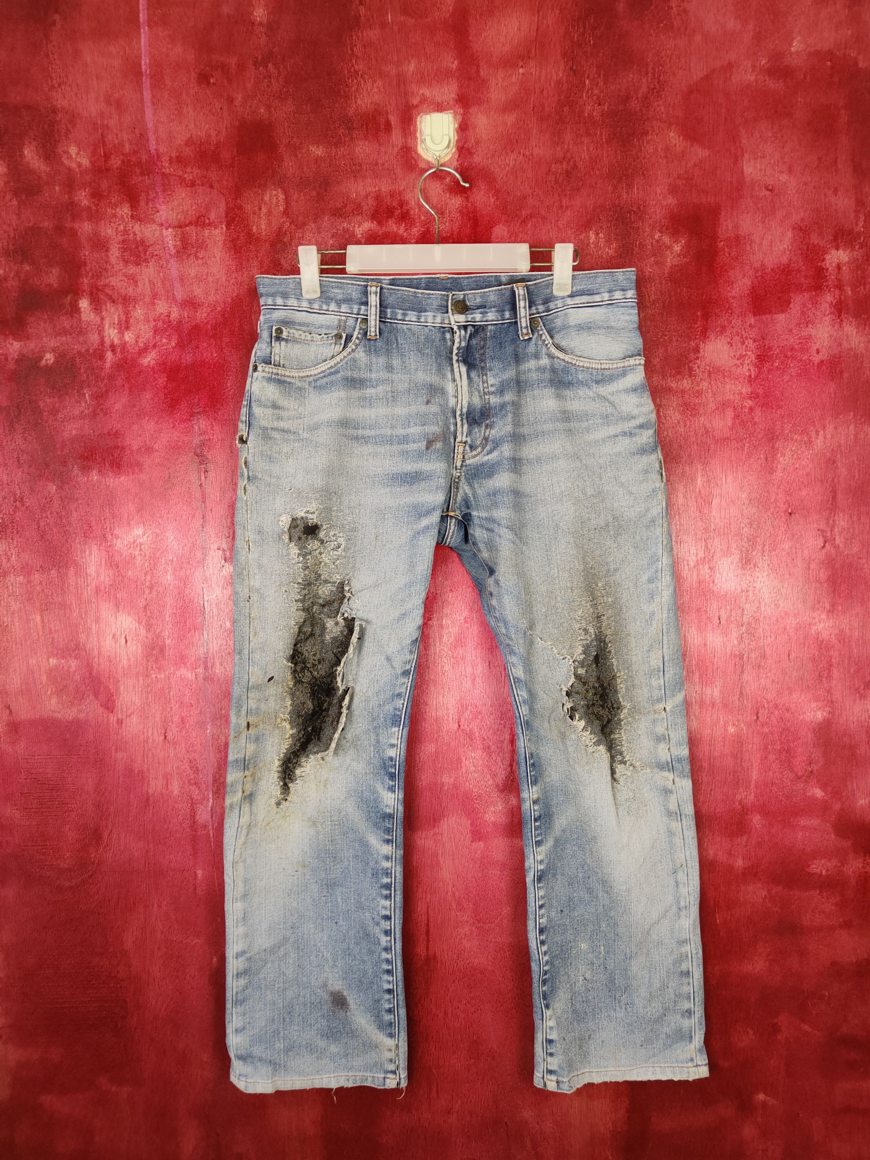 Japanese Brand Uniqlo distressed thrashed Blue Jeans denim pants #4942 Size US 32 / EU 48 - 1 Thumbnail