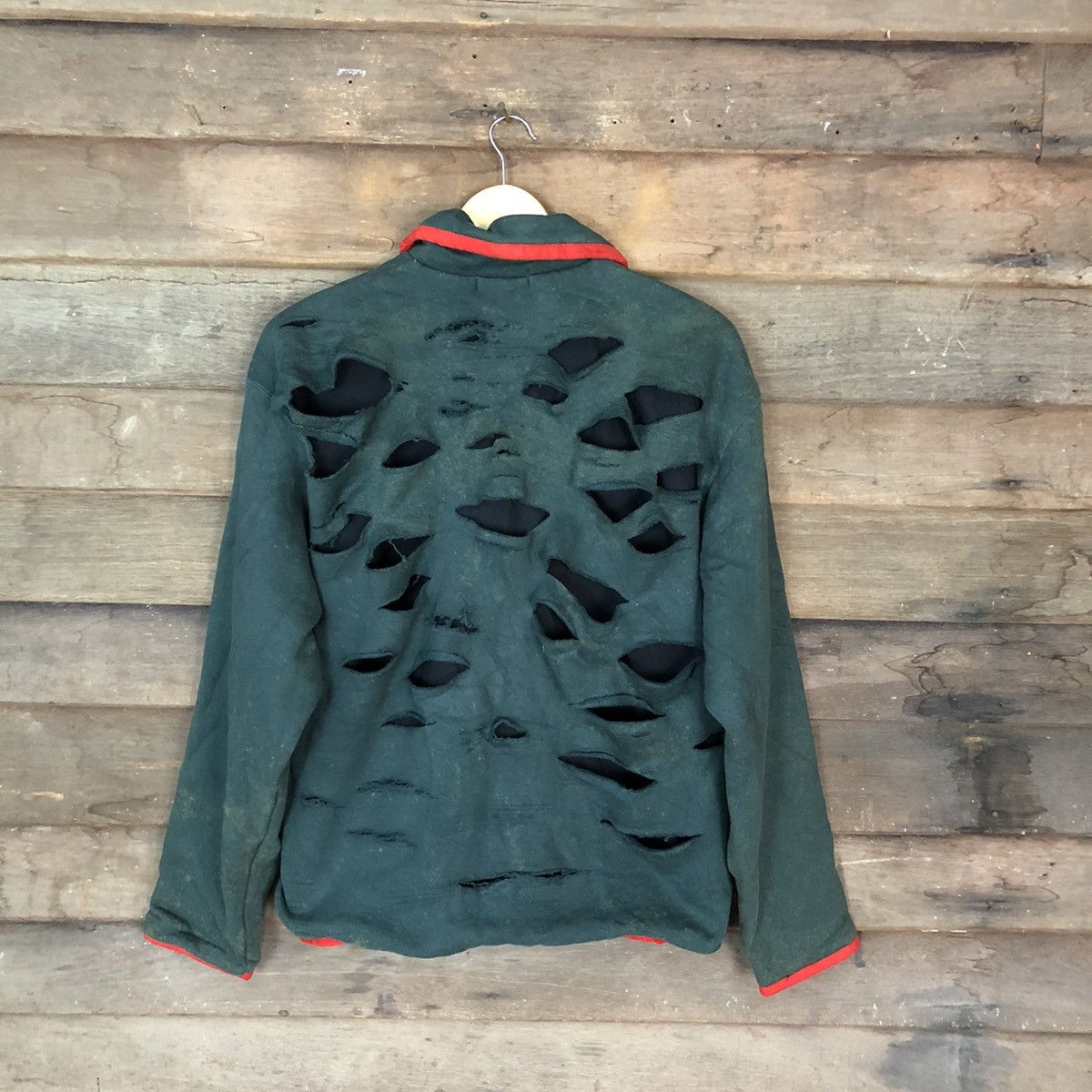 Japanese Brand Person For Men Green ripped Distressed Light Jacket #5149 Size US XL / EU 56 / 4 - 1 Thumbnail
