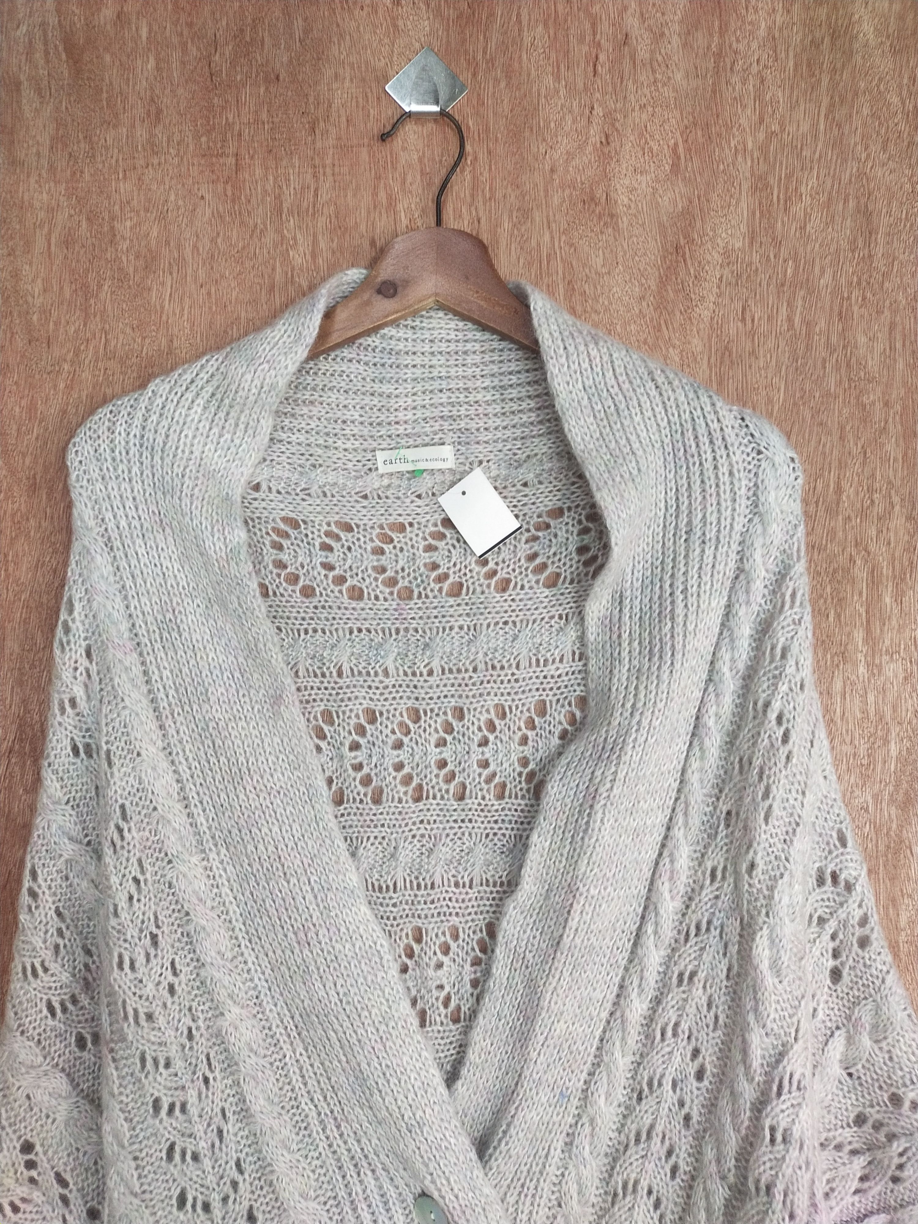 Japanese Brand Earth Music&Ecology meshnet crochet knitwear cardigan #S014 Size US M / EU 48-50 / 2 - 2 Thumbnail