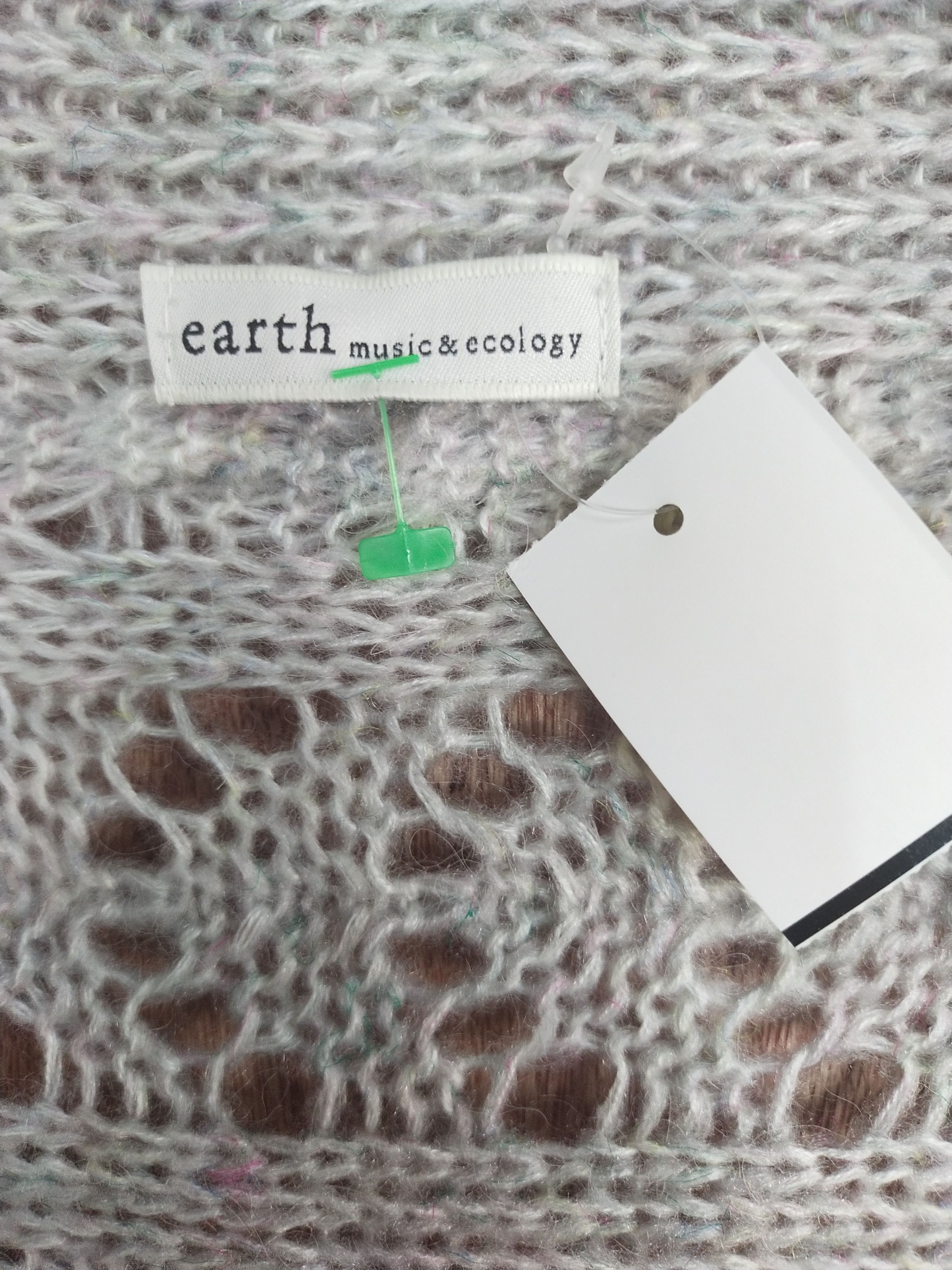 Japanese Brand Earth Music&Ecology meshnet crochet knitwear cardigan #S014 Size US M / EU 48-50 / 2 - 5 Thumbnail