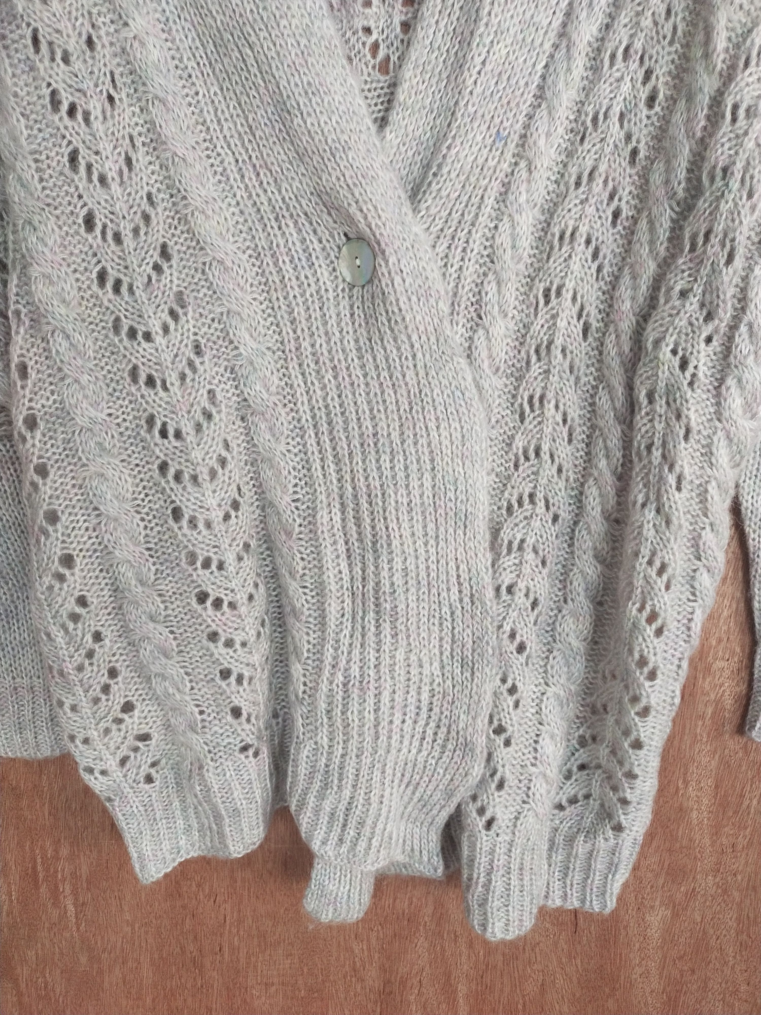 Japanese Brand Earth Music&Ecology meshnet crochet knitwear cardigan #S014 Size US M / EU 48-50 / 2 - 8 Thumbnail