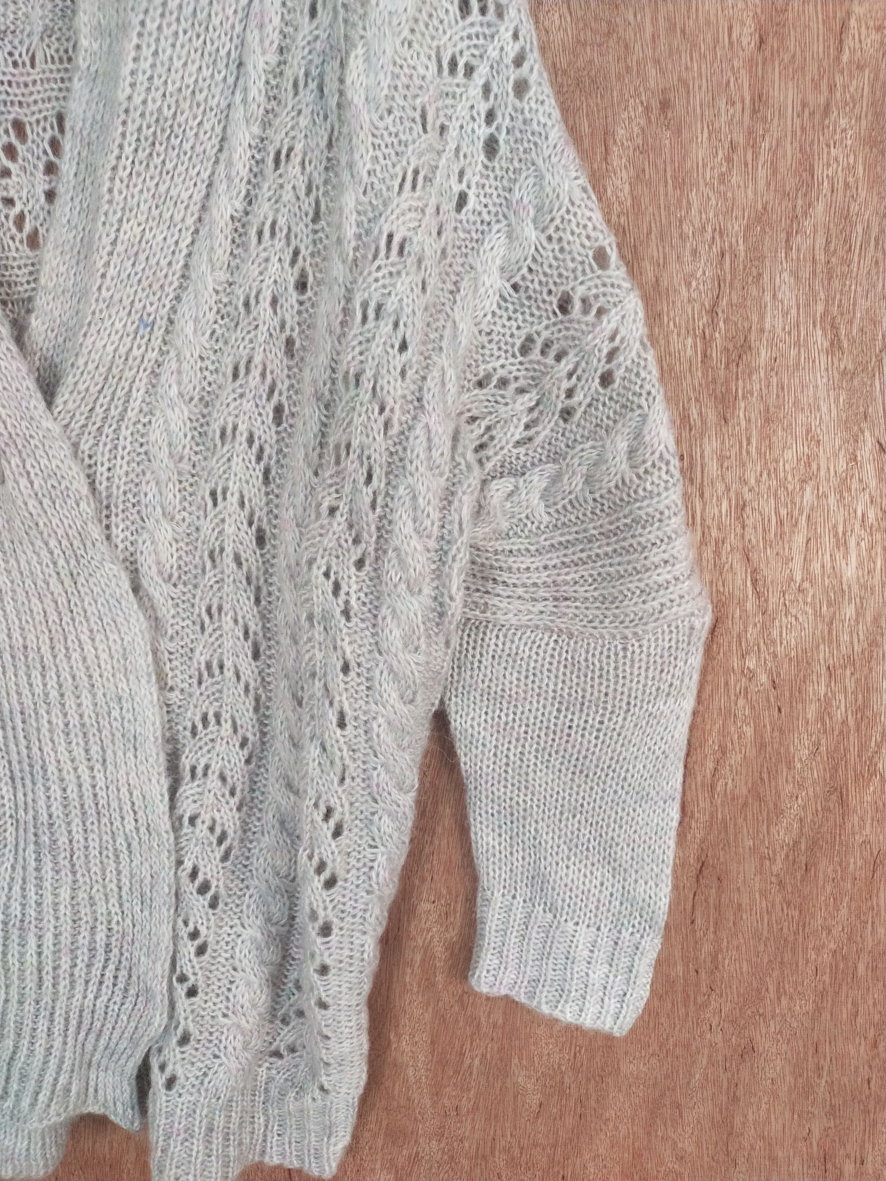 Japanese Brand Earth Music&Ecology meshnet crochet knitwear cardigan #S014 Size US M / EU 48-50 / 2 - 7 Thumbnail