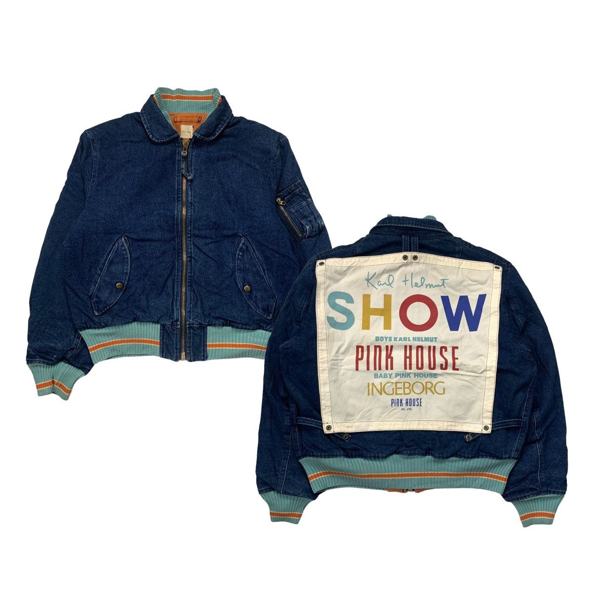 Karl Helmut Rare Karl helmut Pink house denim bomber jacket Size US M / EU 48-50 / 2 - 1 Thumbnail