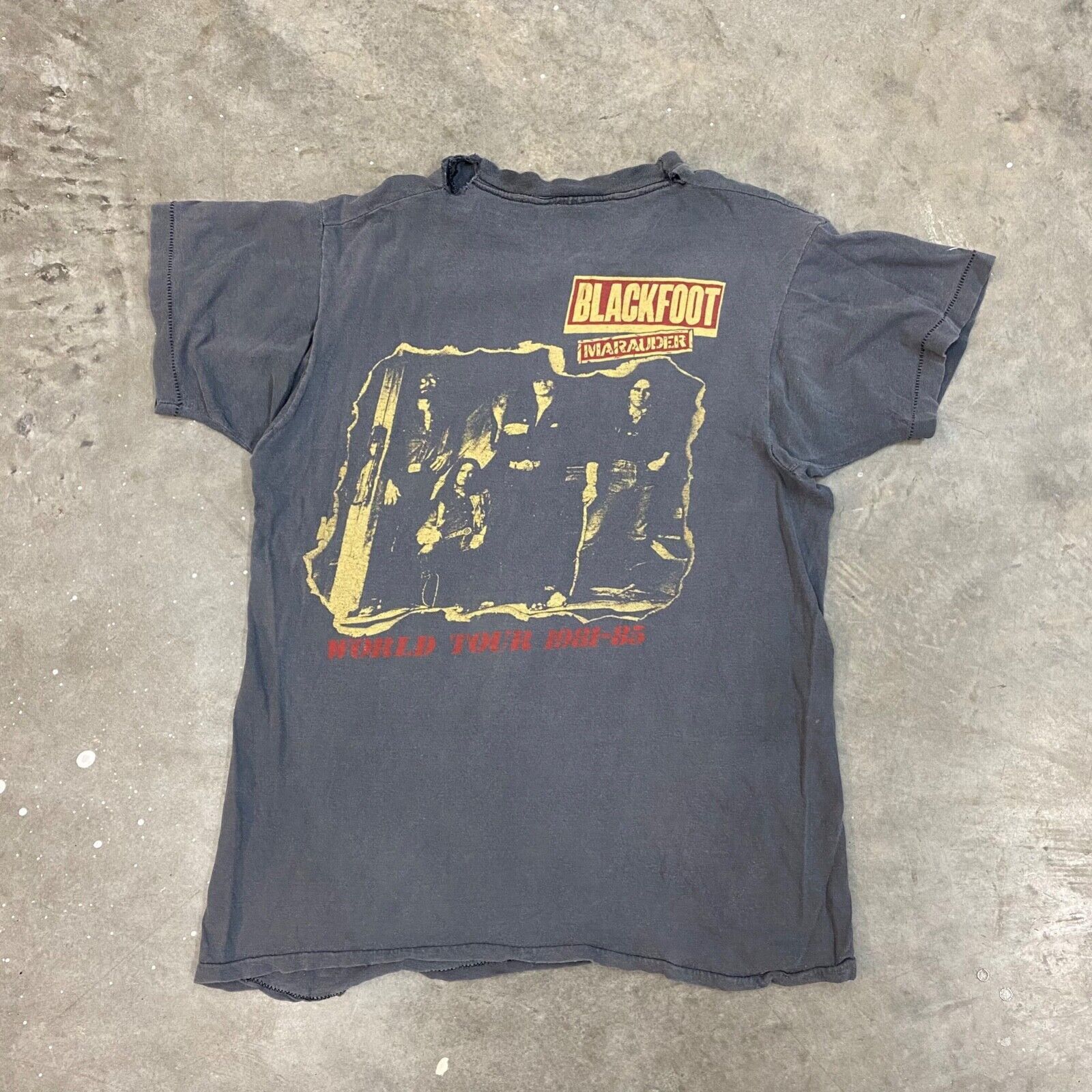 Band Tees × Vintage VTG 80s Blackfoot Marauder World Tour '81-'85 FADED T Shirt Size US S / EU 44-46 / 1 - 2 Thumbnail