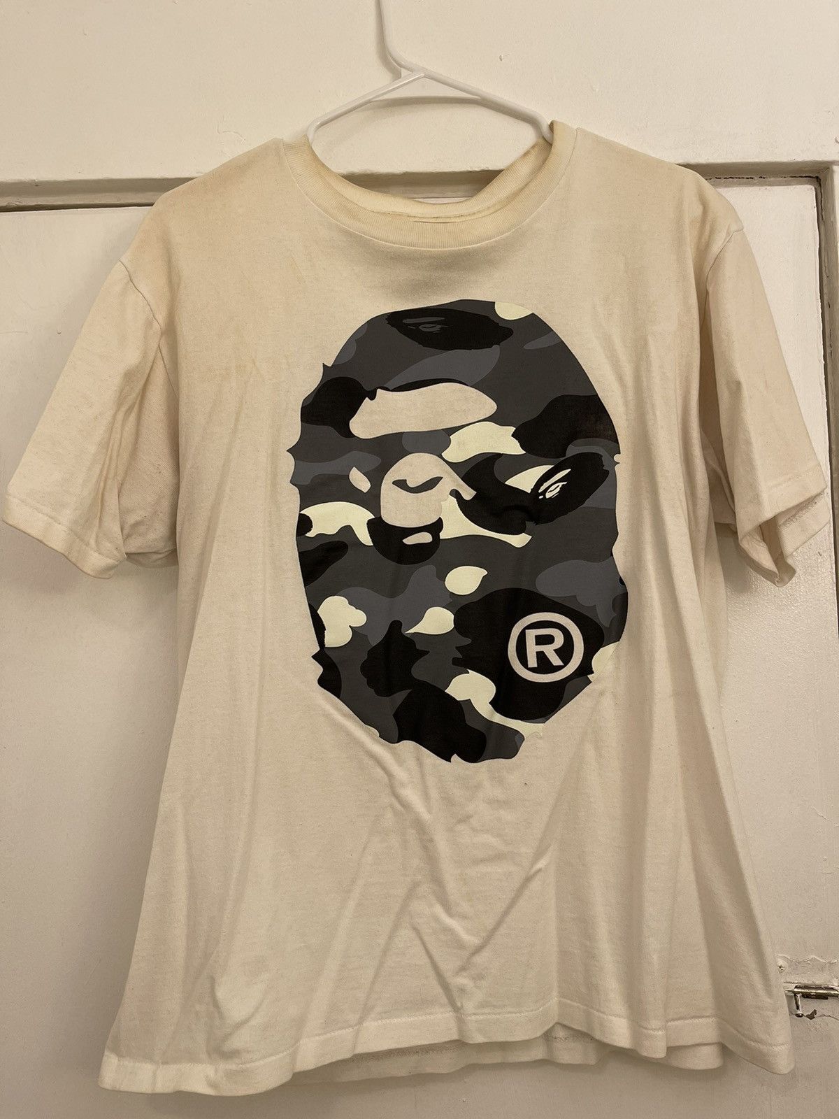 Bape Bape glow in the dark ape head T shirt white sz L Grailed