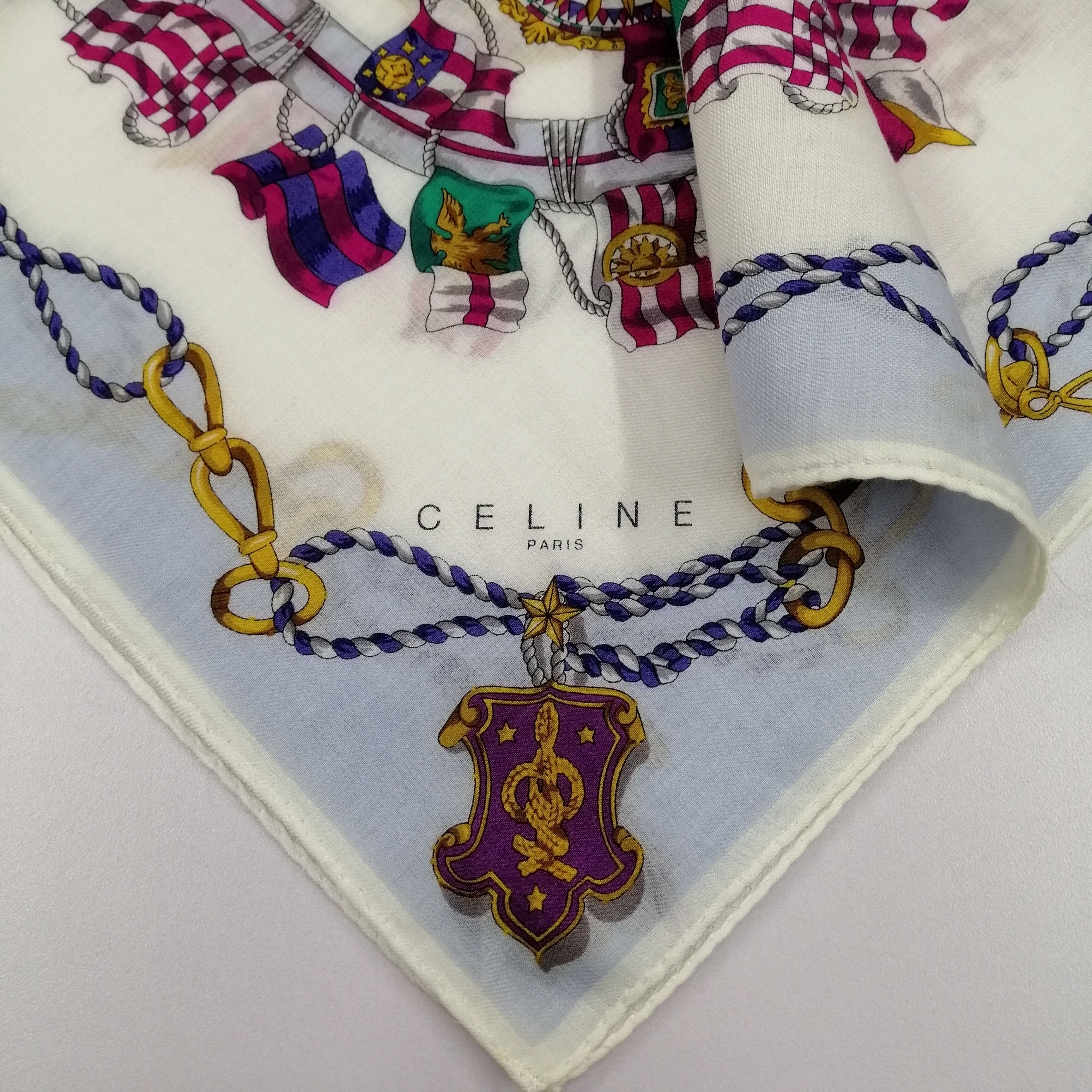 Celine × Vintage Celine 90s Paris Handkerchief/Neckerchief/Bandana-KD1147 Size ONE SIZE - 3 Thumbnail