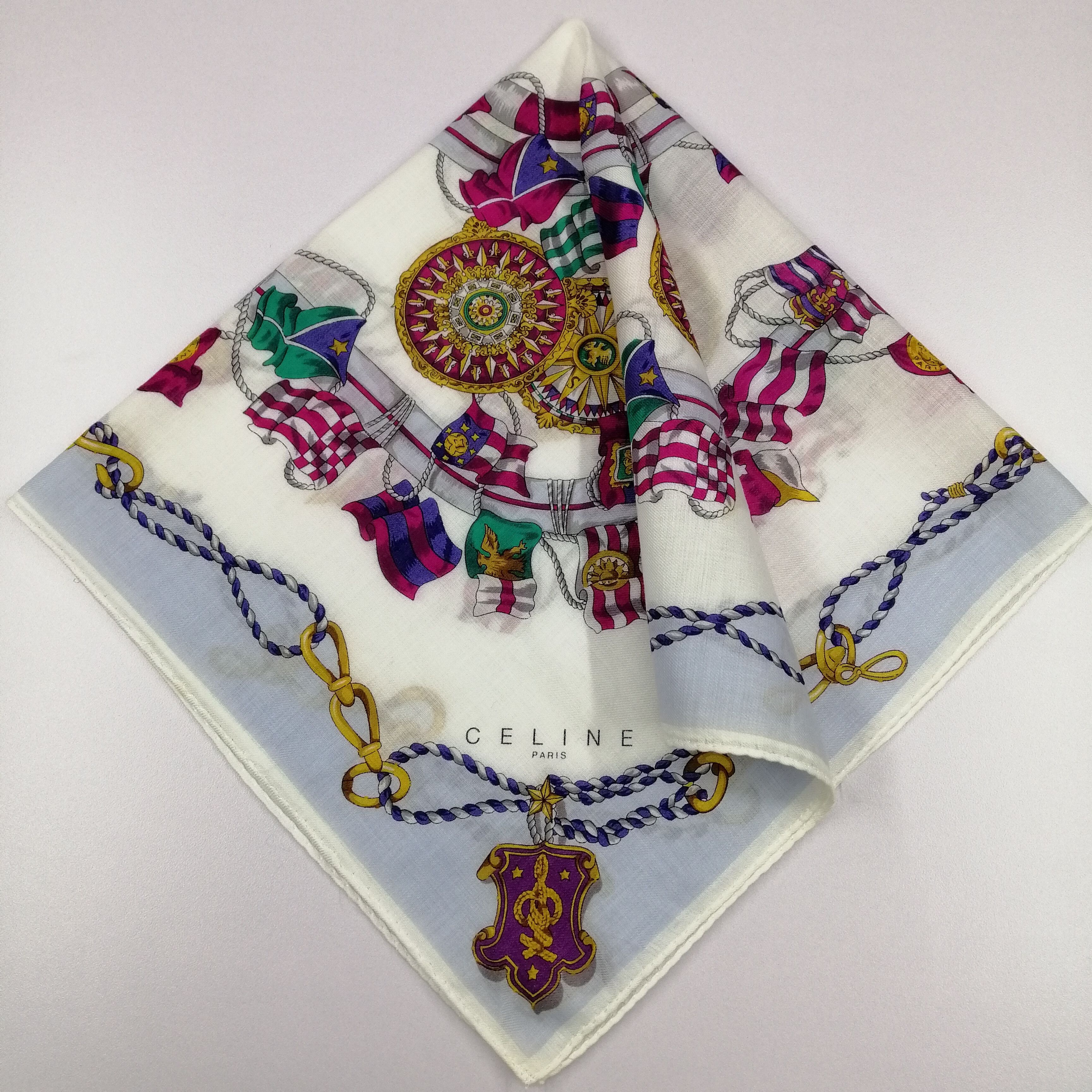 Celine × Vintage Celine 90s Paris Handkerchief/Neckerchief/Bandana-KD1147 Size ONE SIZE - 1 Thumbnail