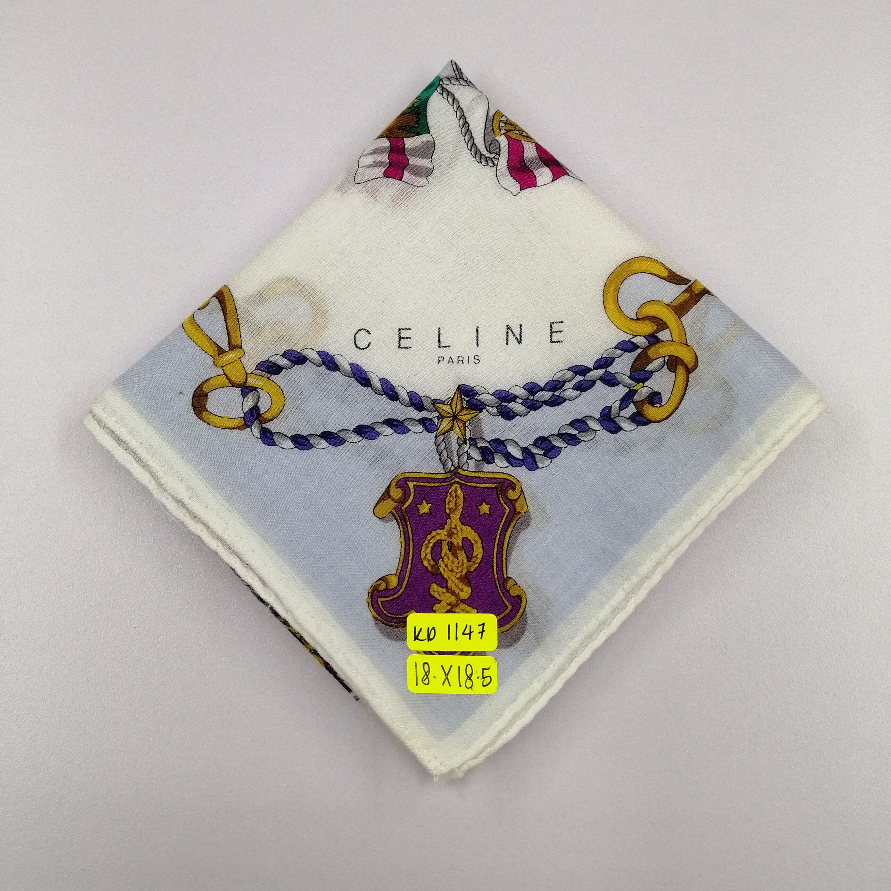 Celine × Vintage Celine 90s Paris Handkerchief/Neckerchief/Bandana-KD1147 Size ONE SIZE - 4 Thumbnail