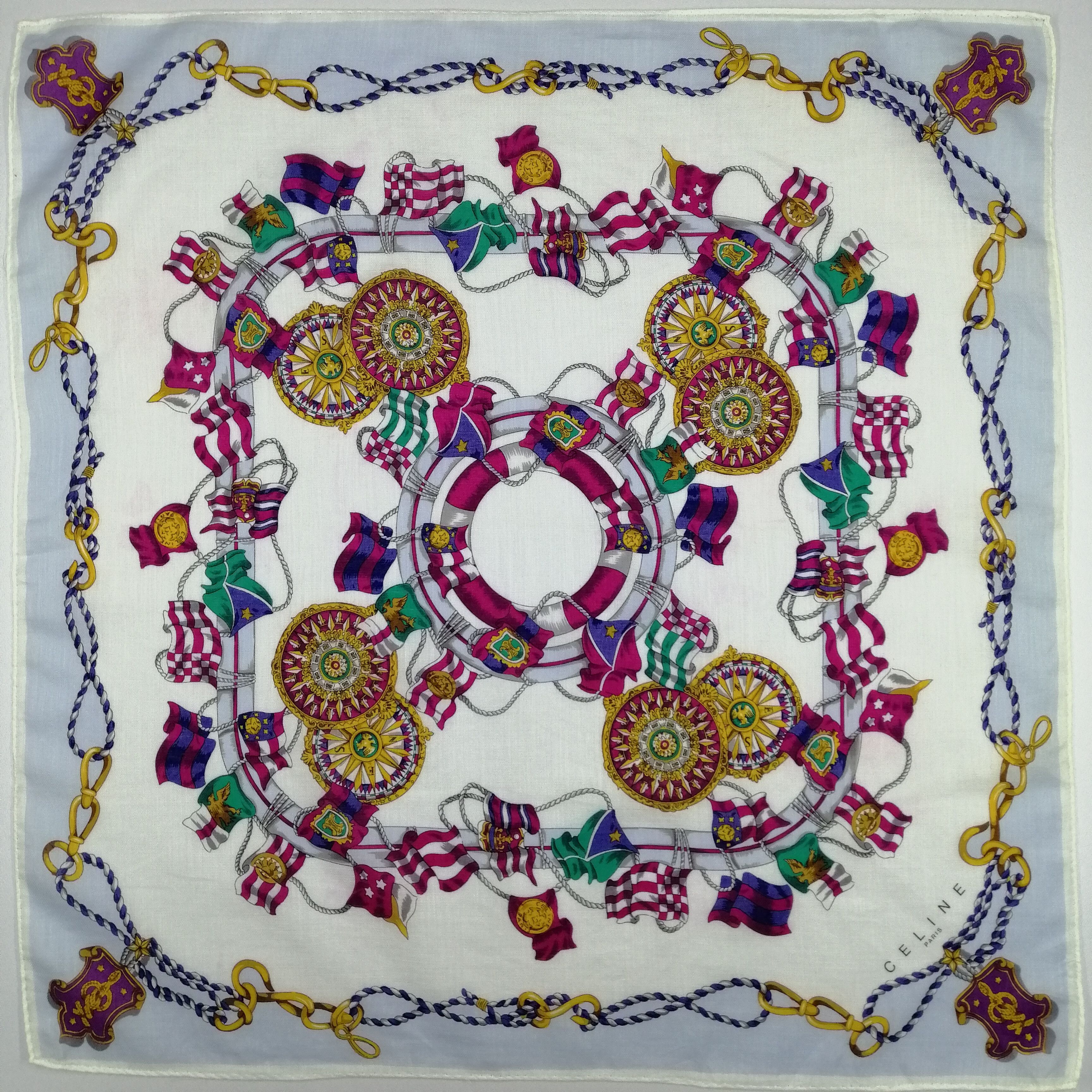 Celine × Vintage Celine 90s Paris Handkerchief/Neckerchief/Bandana-KD1147 Size ONE SIZE - 2 Thumbnail