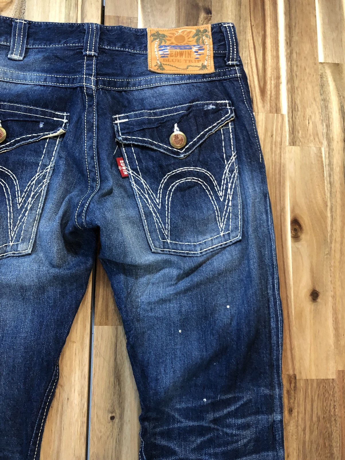 Edwin Edwin Blue Trip Flare Design Distressed Denim Jeans Size US 32 / EU 48 - 8 Thumbnail