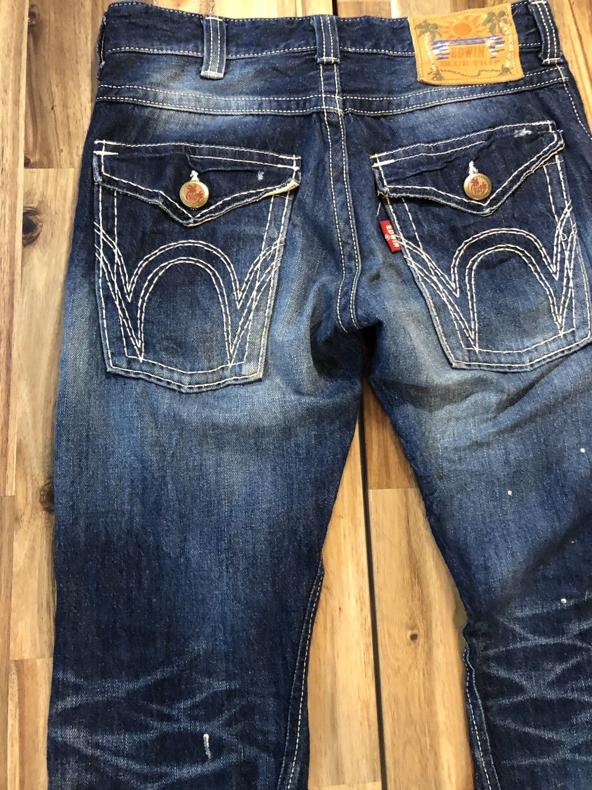 Edwin Edwin Blue Trip Flare Design Distressed Denim Jeans Size US 32 / EU 48 - 9 Thumbnail