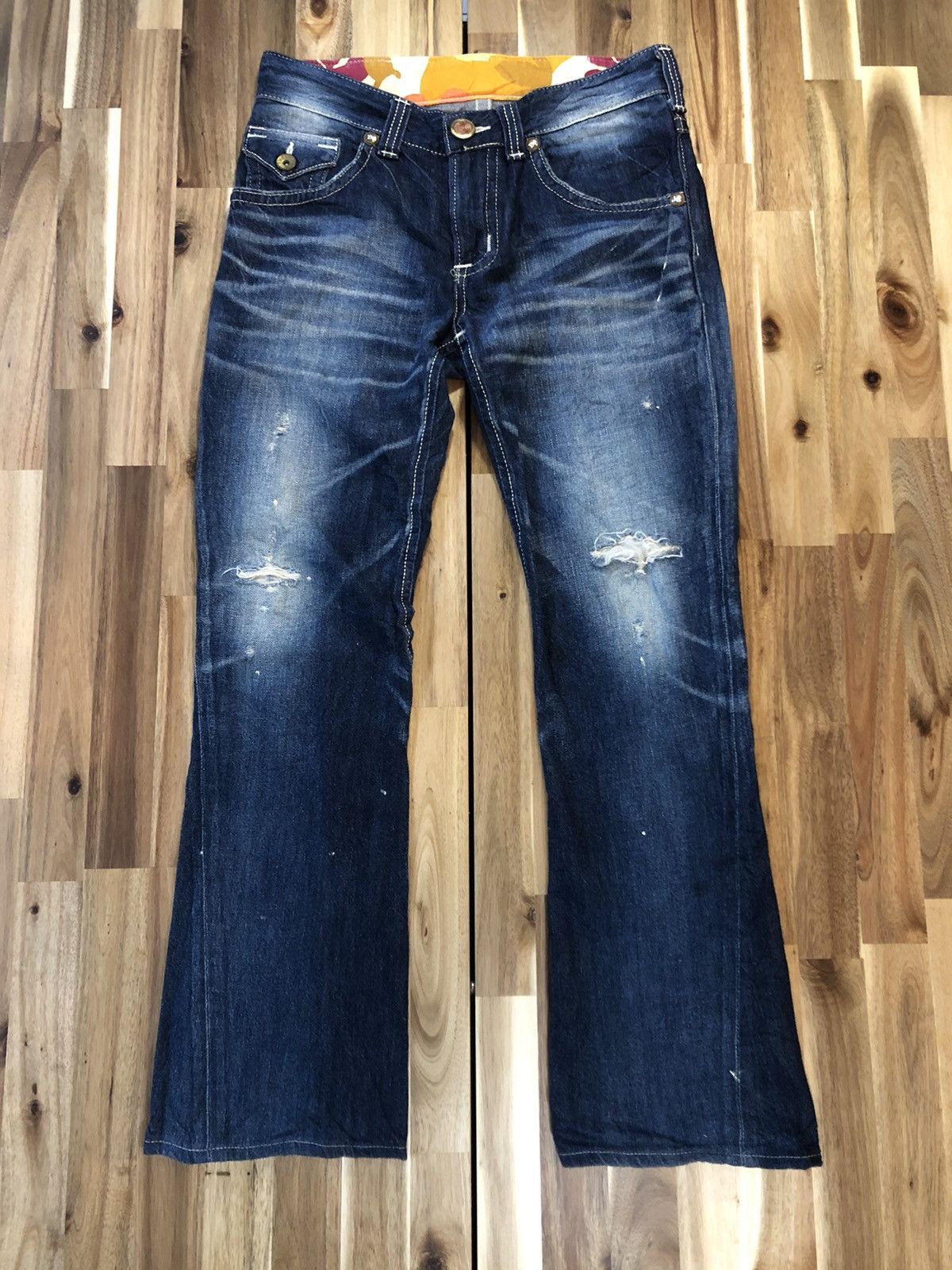Edwin Edwin Blue Trip Flare Design Distressed Denim Jeans Size US 32 / EU 48 - 1 Thumbnail