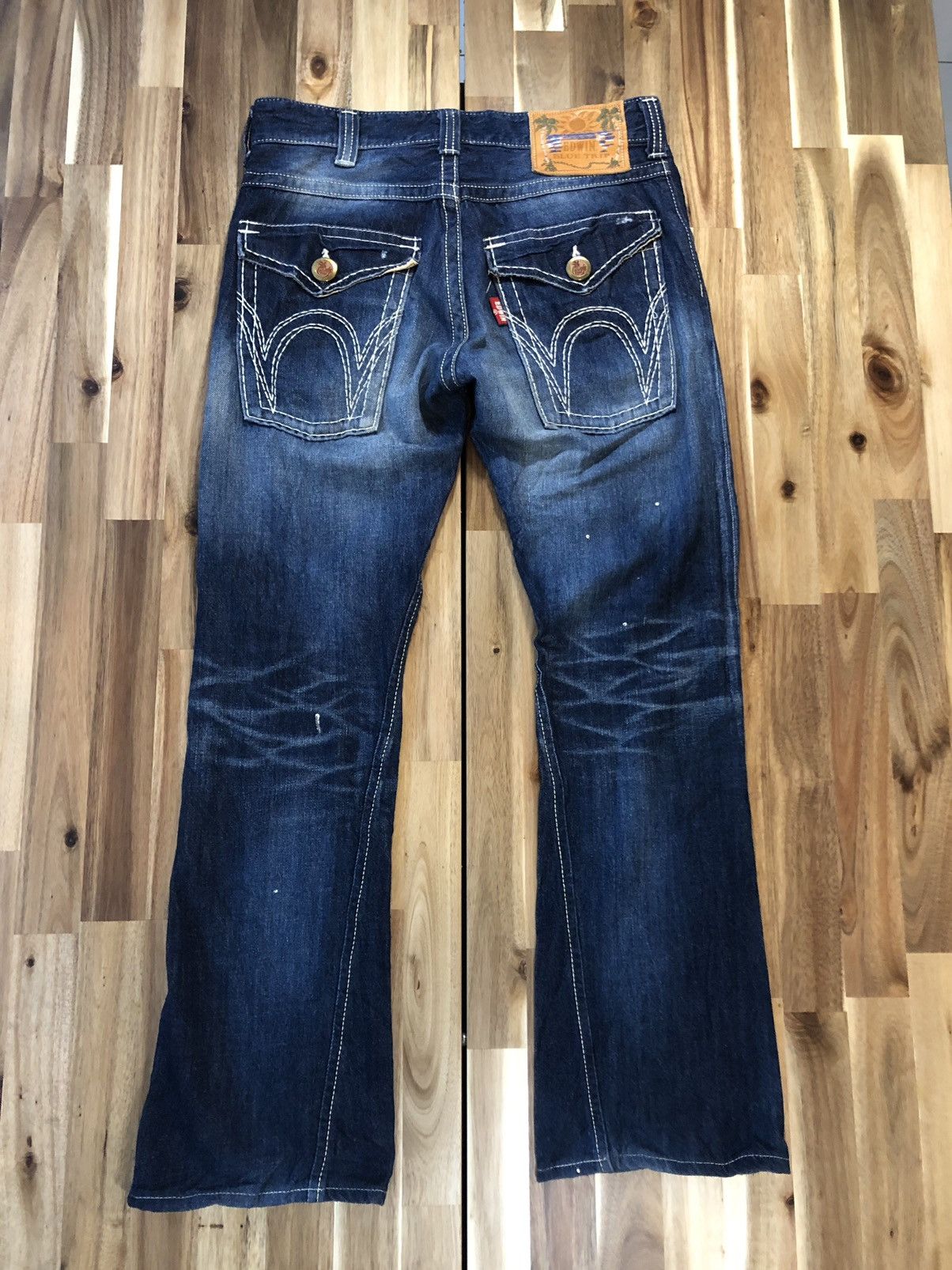 Edwin Edwin Blue Trip Flare Design Distressed Denim Jeans Size US 32 / EU 48 - 2 Thumbnail