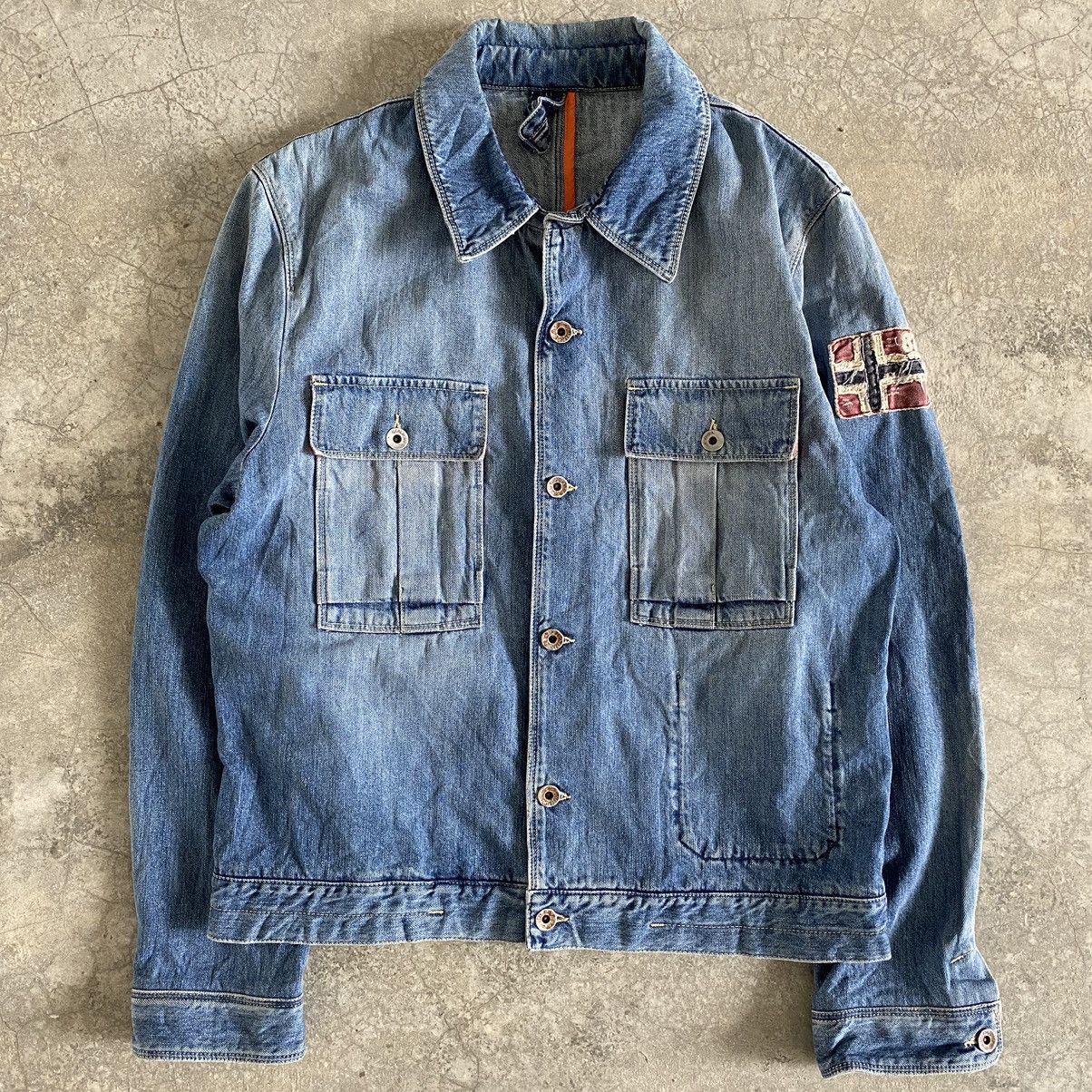 Napapijri Napapijri Made In Italy Washed Blue Denim Jacket Size US L / EU 52-54 / 3 - 1 Thumbnail