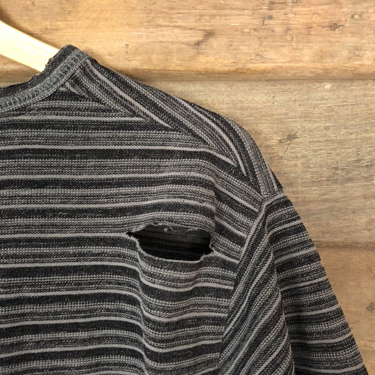 Japanese Brand Kengrove Homme vintage ripped Stripe Tshirt #7111 Size US M / EU 48-50 / 2 - 10 Thumbnail