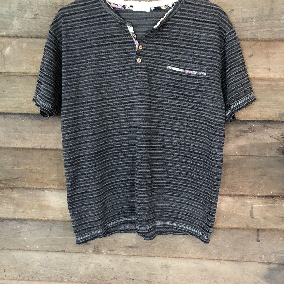 Japanese Brand Kengrove Homme vintage ripped Stripe Tshirt #7111 Size US M / EU 48-50 / 2 - 3 Thumbnail