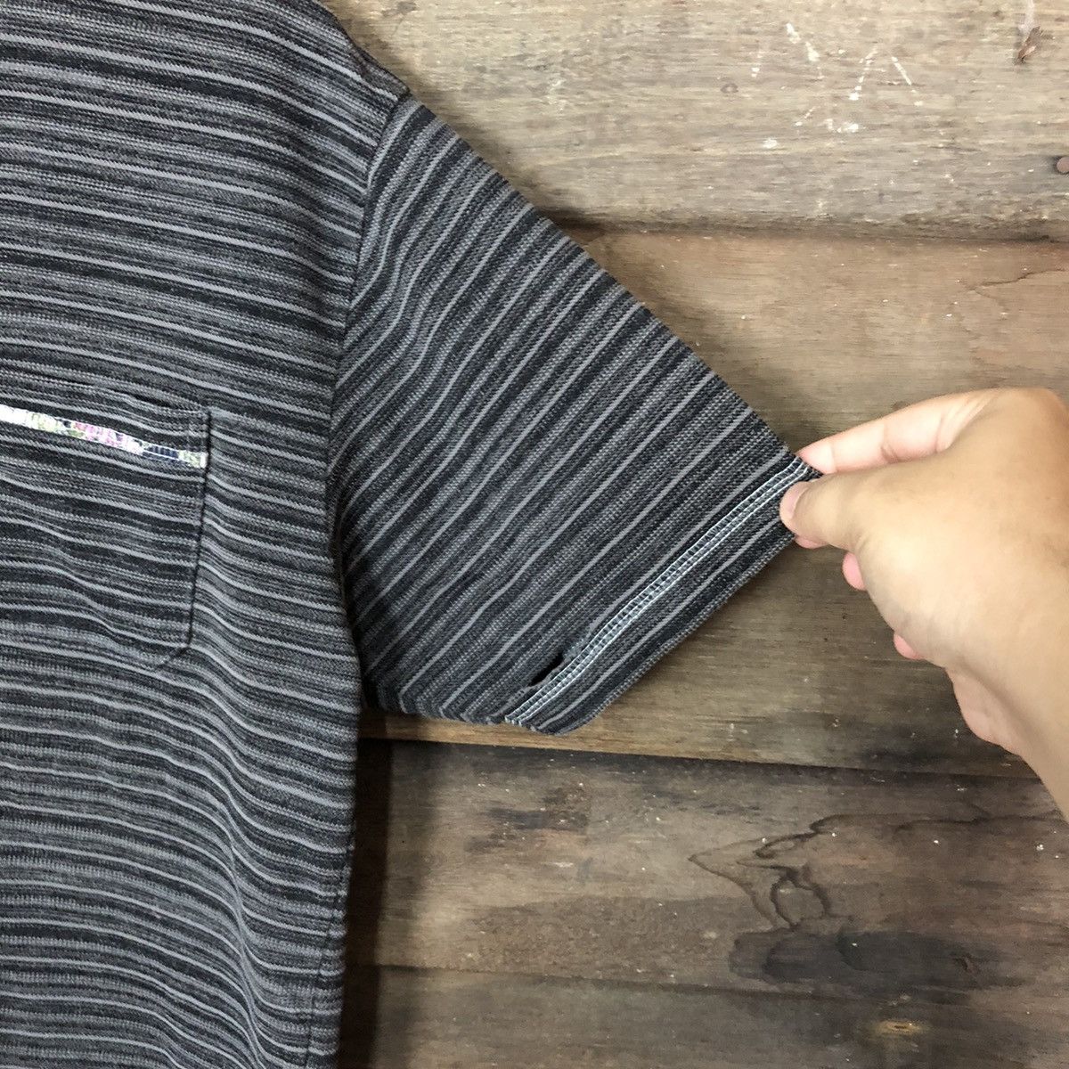 Japanese Brand Kengrove Homme vintage ripped Stripe Tshirt #7111 Size US M / EU 48-50 / 2 - 5 Thumbnail