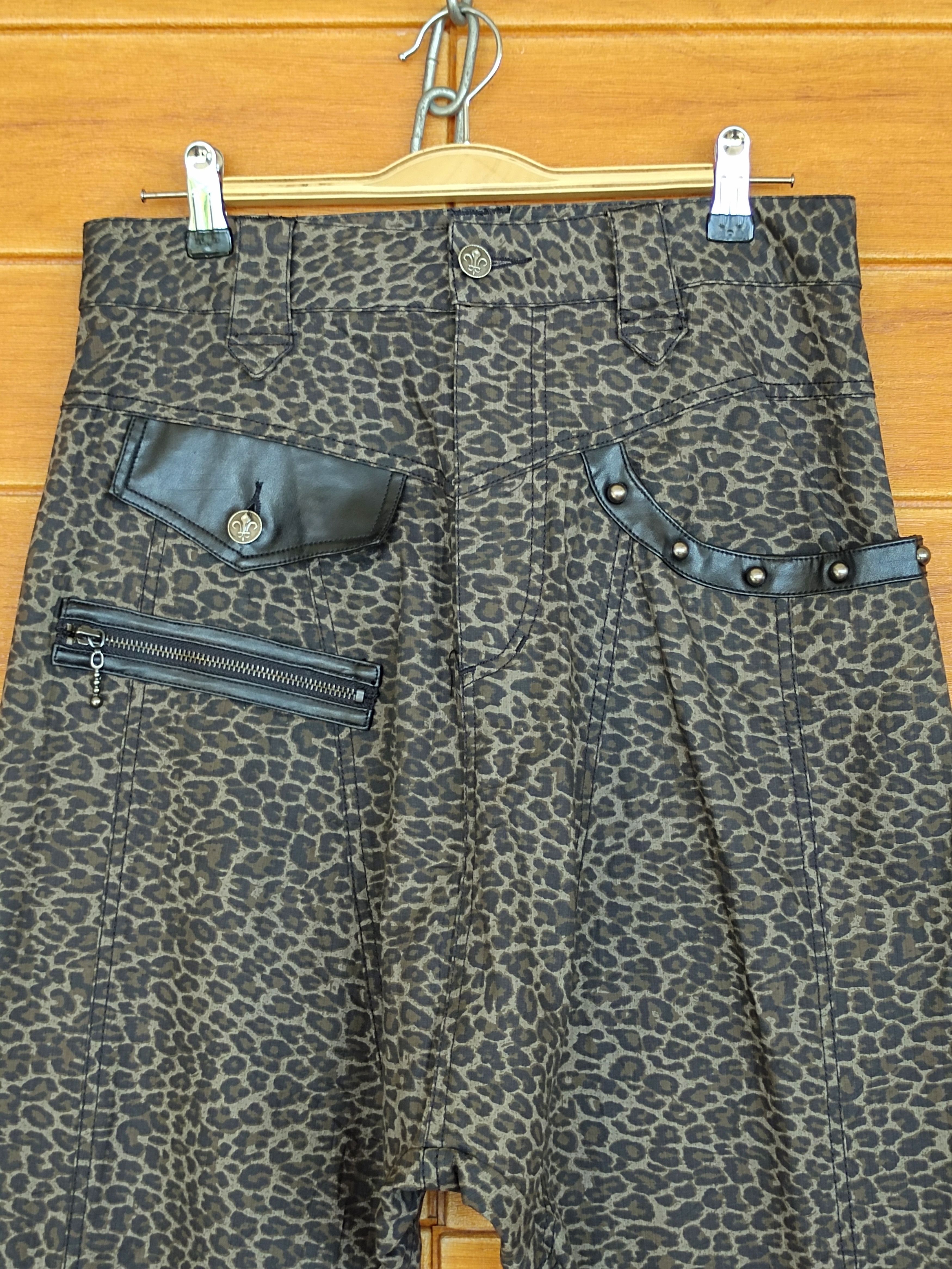 14th Addiction Japan ALGONQUINS Leopard Punk Bondage Drop Crotch Pants Size US 29 - 4 Thumbnail