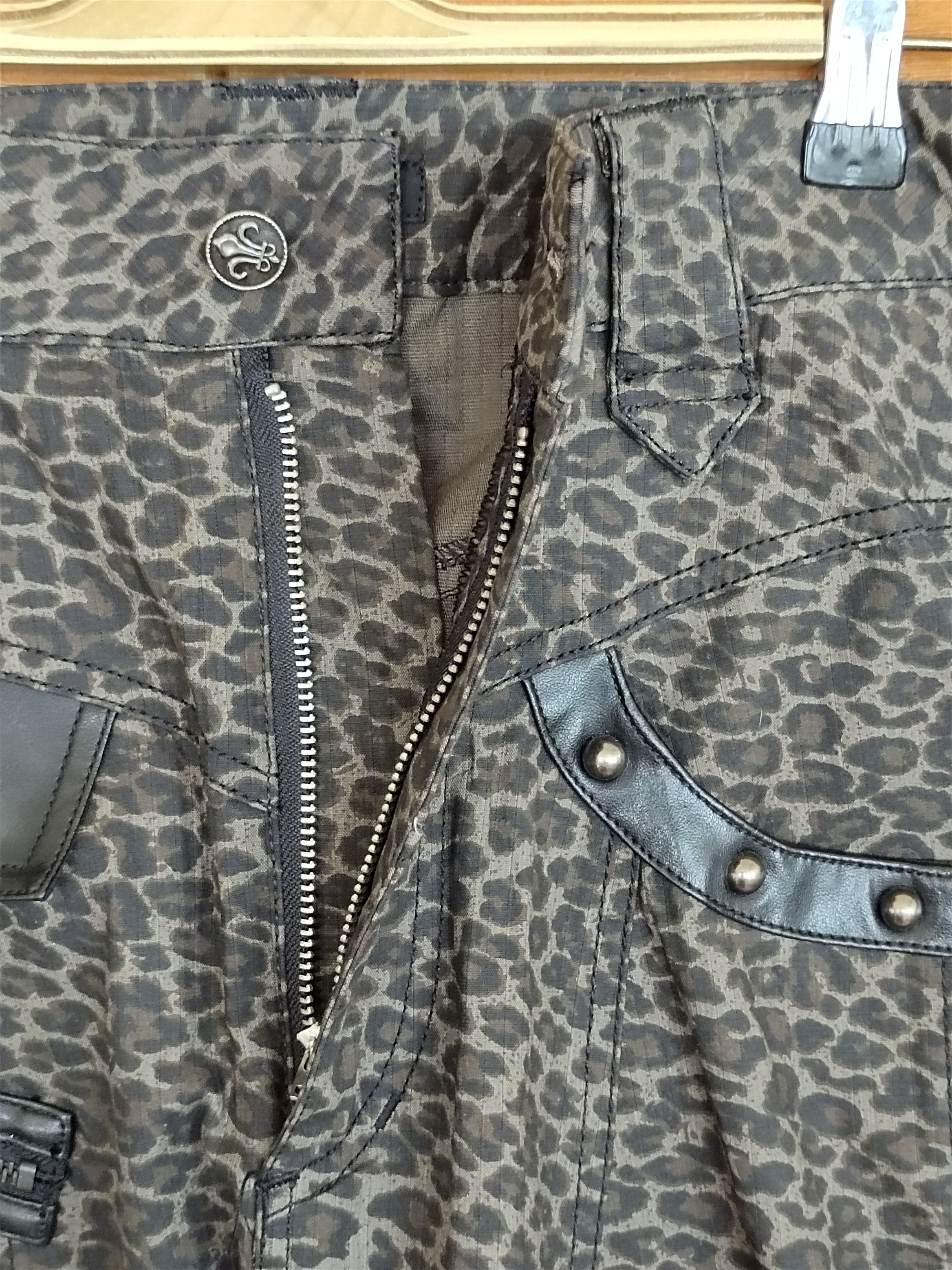 14th Addiction Japan ALGONQUINS Leopard Punk Bondage Drop Crotch Pants Size US 29 - 20 Thumbnail
