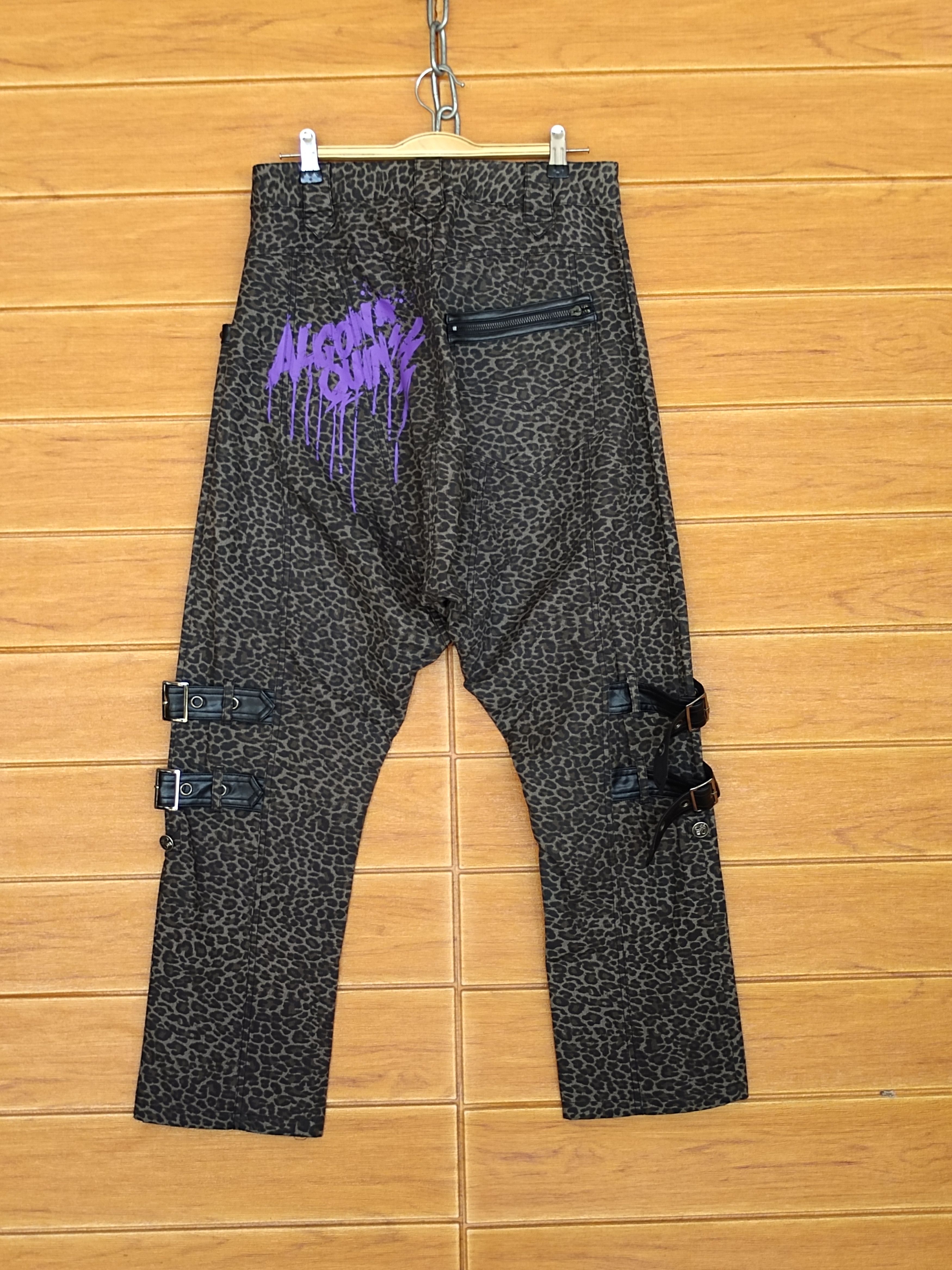 14th Addiction Japan ALGONQUINS Leopard Punk Bondage Drop Crotch Pants Size US 29 - 12 Thumbnail