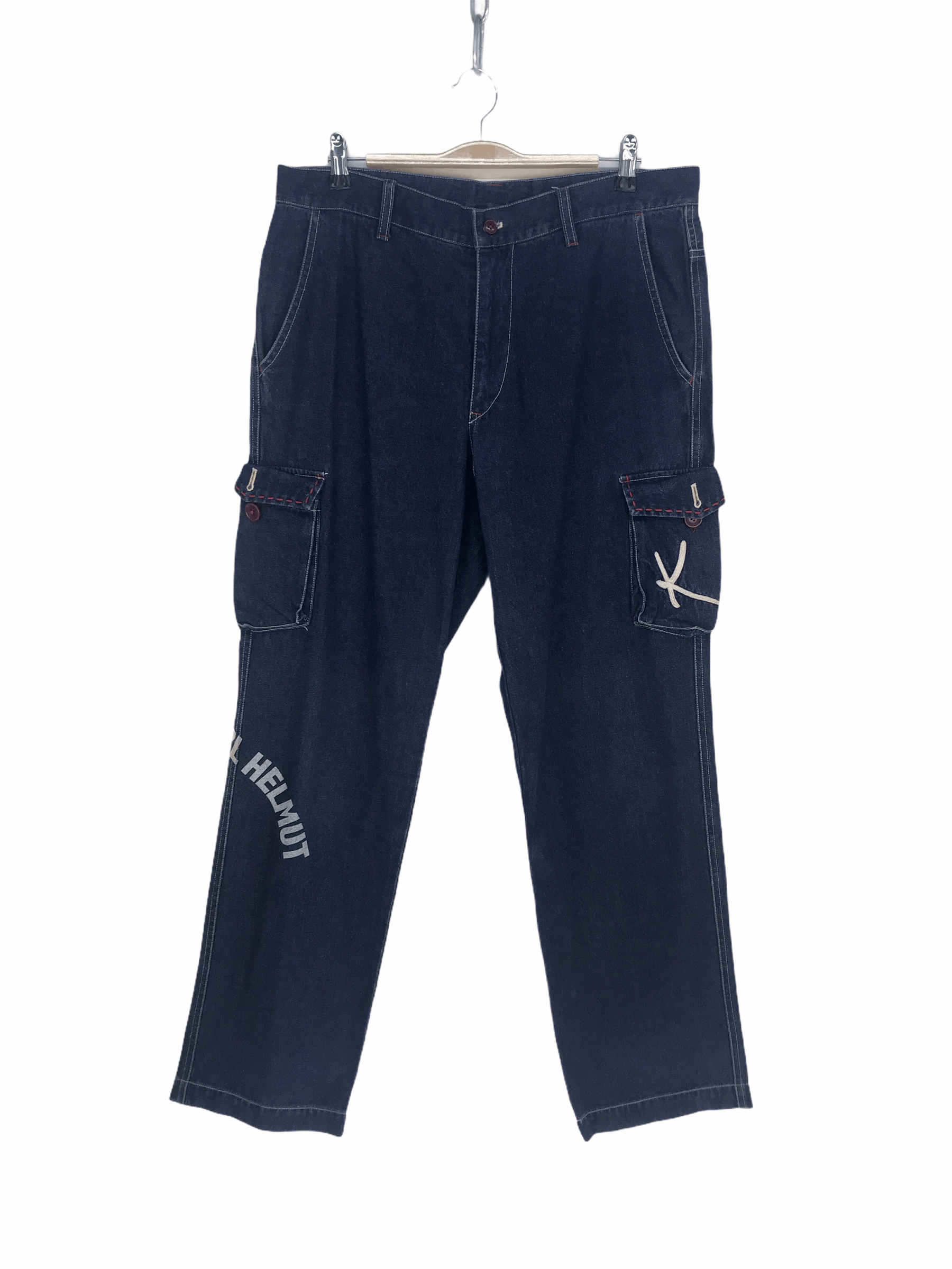 Comme des Garcons × Undercover Japanese Brand KARL HELMUT Spell Out Cargo Denim Jeans Size US 34 / EU 50 - 2 Thumbnail