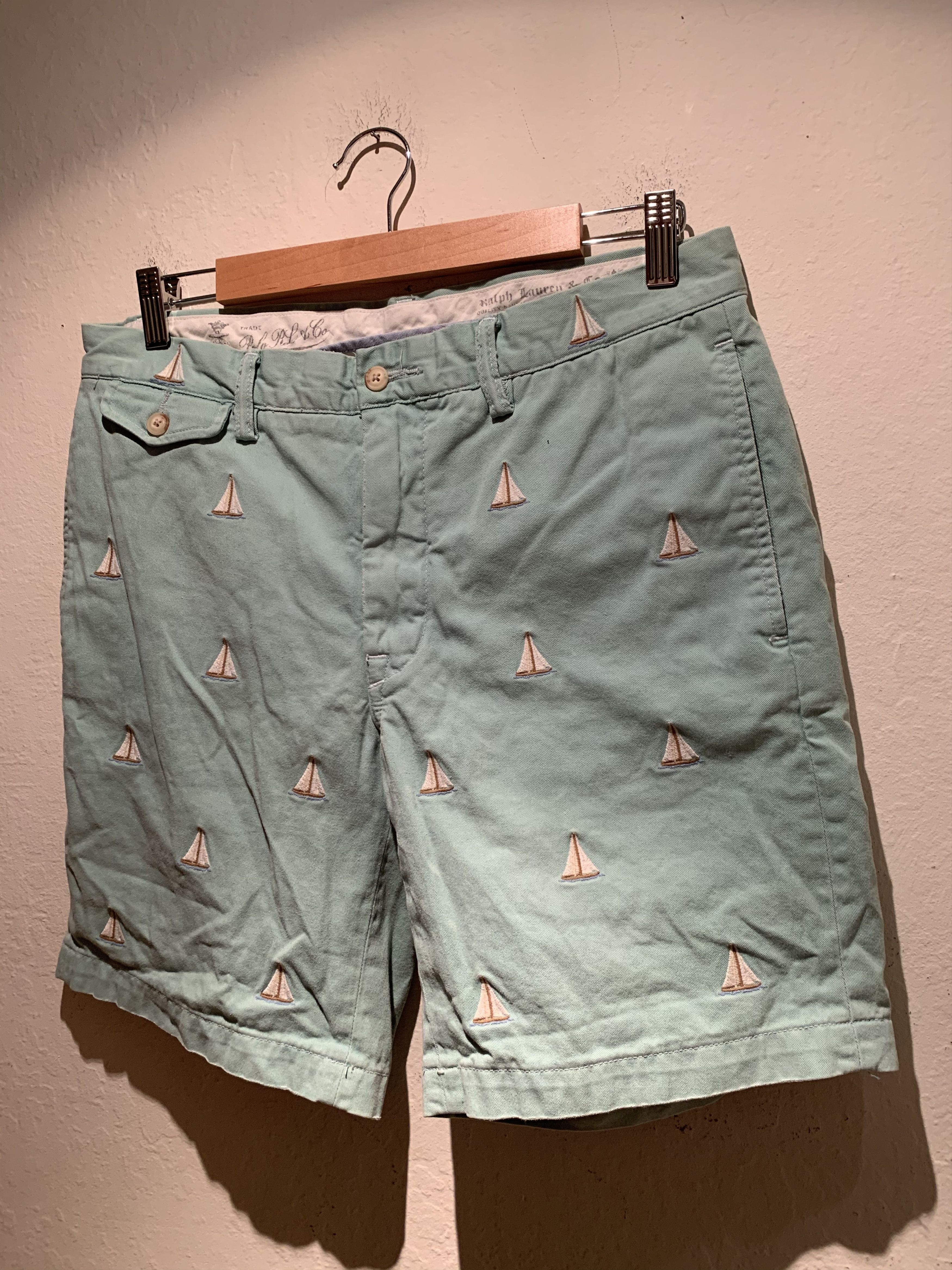 Polo Ralph Lauren × Ralph Lauren × Vintage RARE* Polo Ralph Lauren Sailboat Monogram Embroidered Shorts Size US 32 / EU 48 - 1 Thumbnail