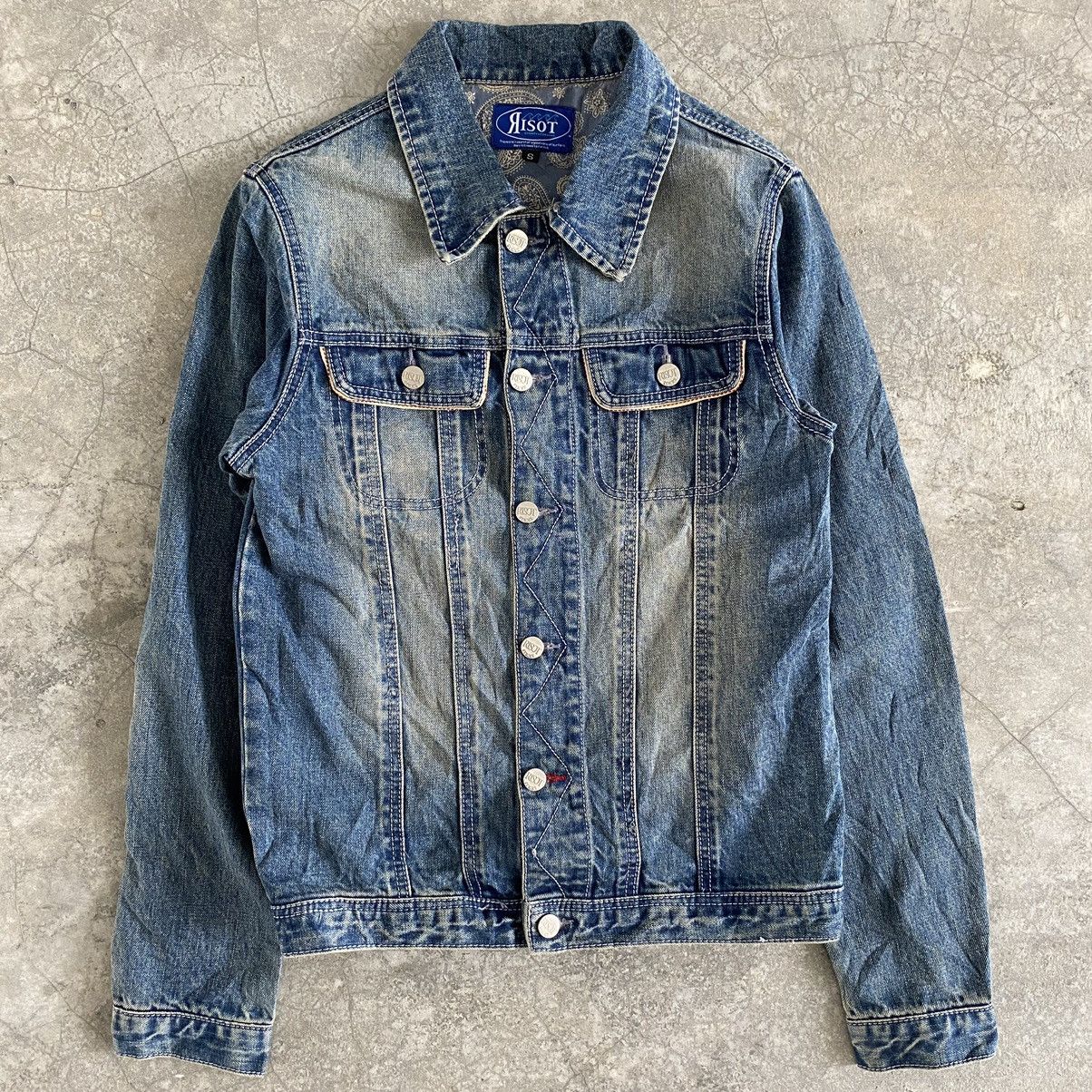 Japanese Brand Risot Faded Selvedge Trucker Denim Jacket
