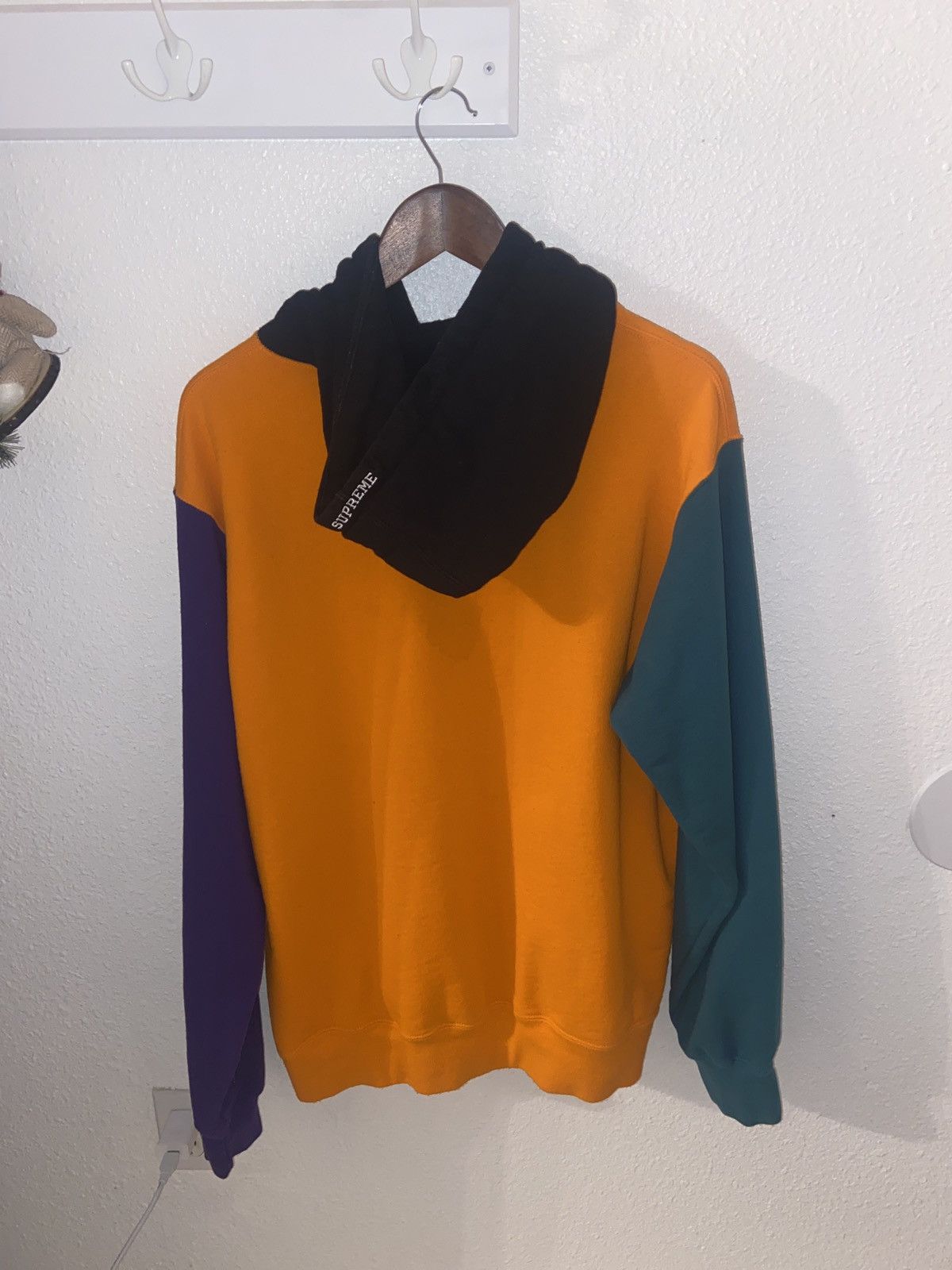 Orange Supreme S Logo Colorblocked Hooded Sweatshirt