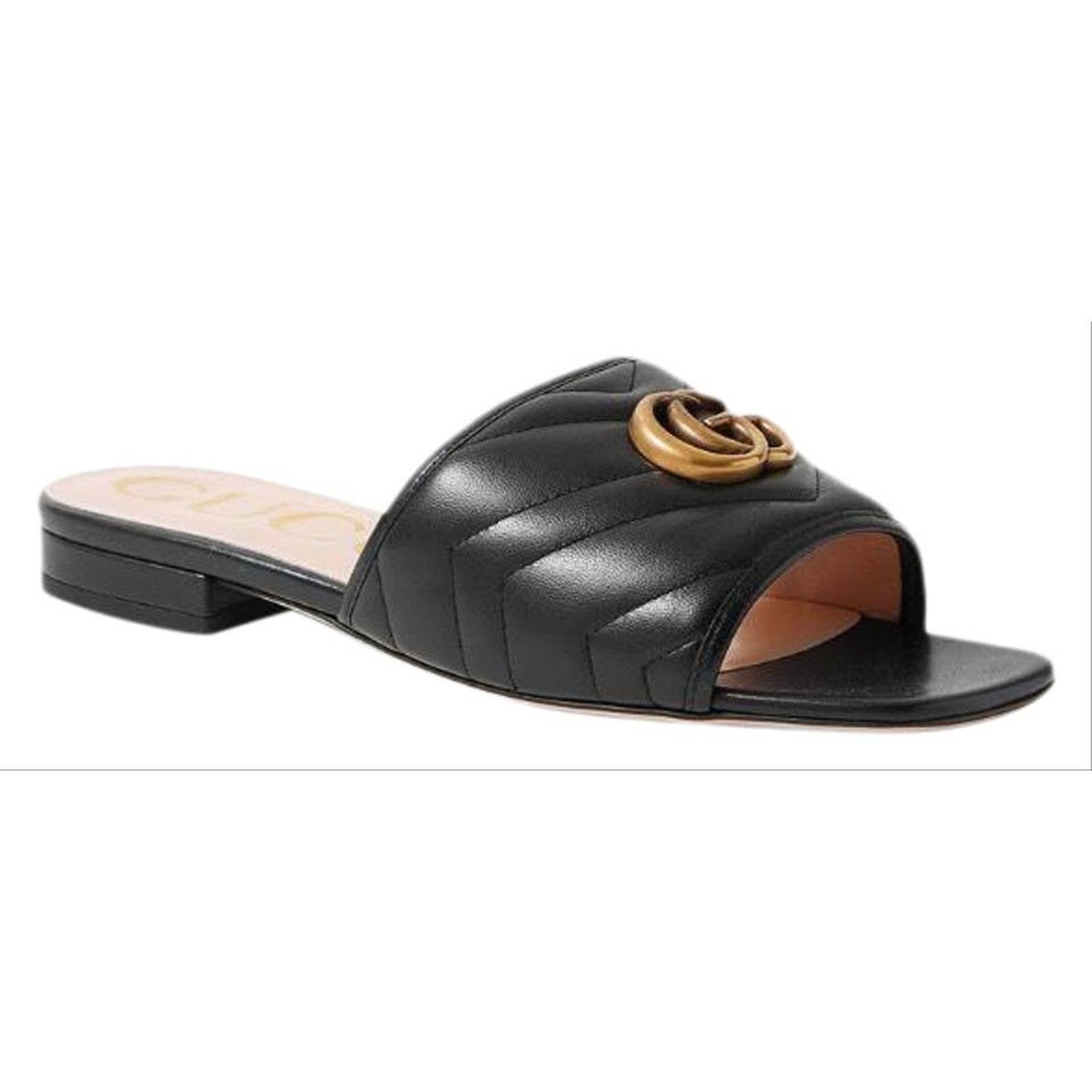 GUCCI Jolie Marmont Gg logo quilted leather slippers slides