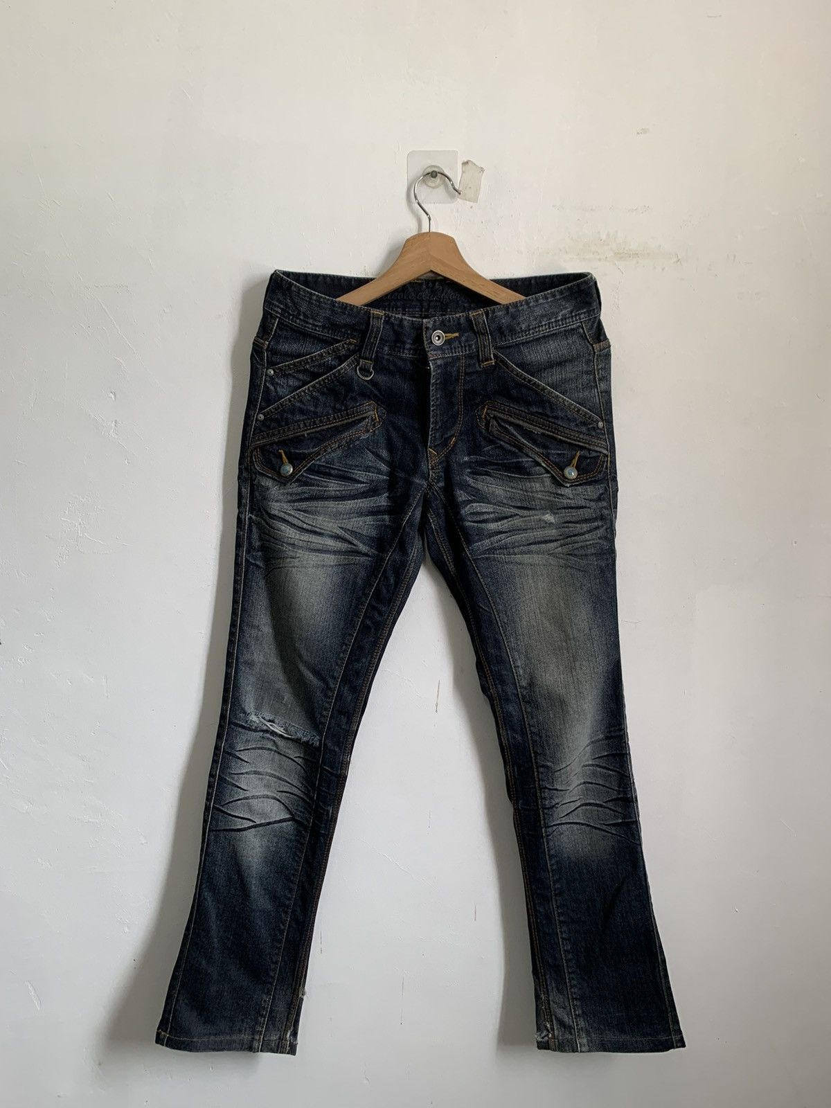 Japanese Brand Nicole Club Man Flare Distressed Denim Jeans Size US 32 / EU 48 - 1 Thumbnail