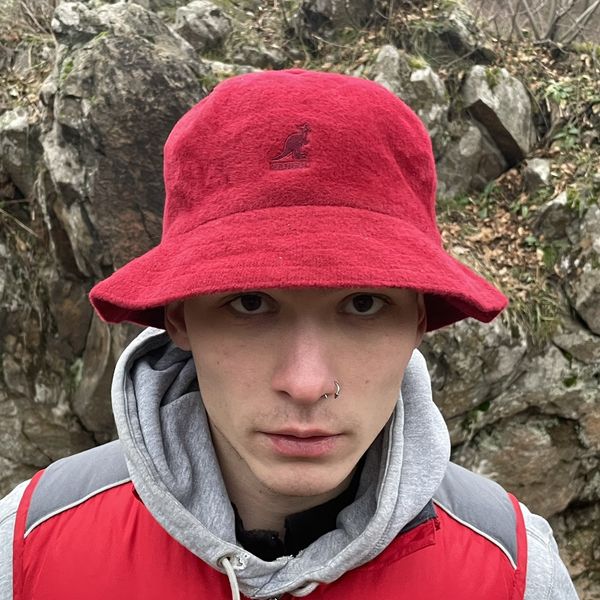 Red kangol hat hot sale