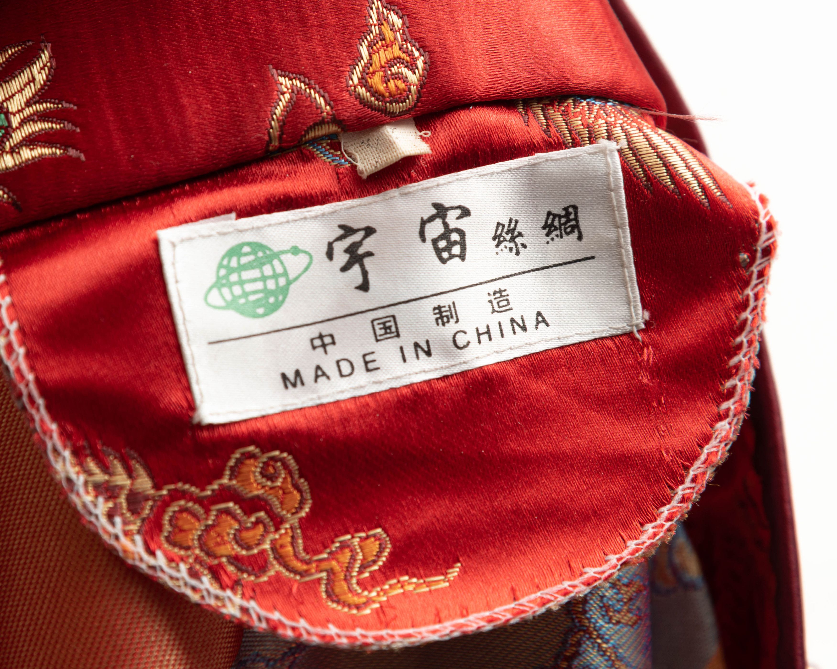Other × Vintage Chinese Kimono Silky Midi Dress Sleeveles Gown Made in China Size M / US 6-8 / IT 42-44 - 5 Thumbnail