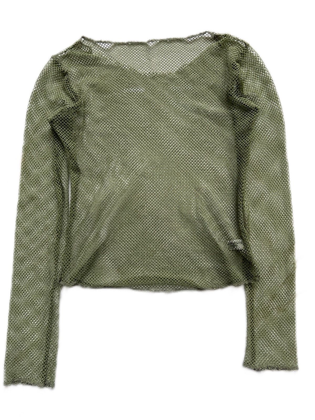 image of Comme Des Garcons Robe De Chambre Mesh Knit Sweater Top in Green, Women's (Size Medium)