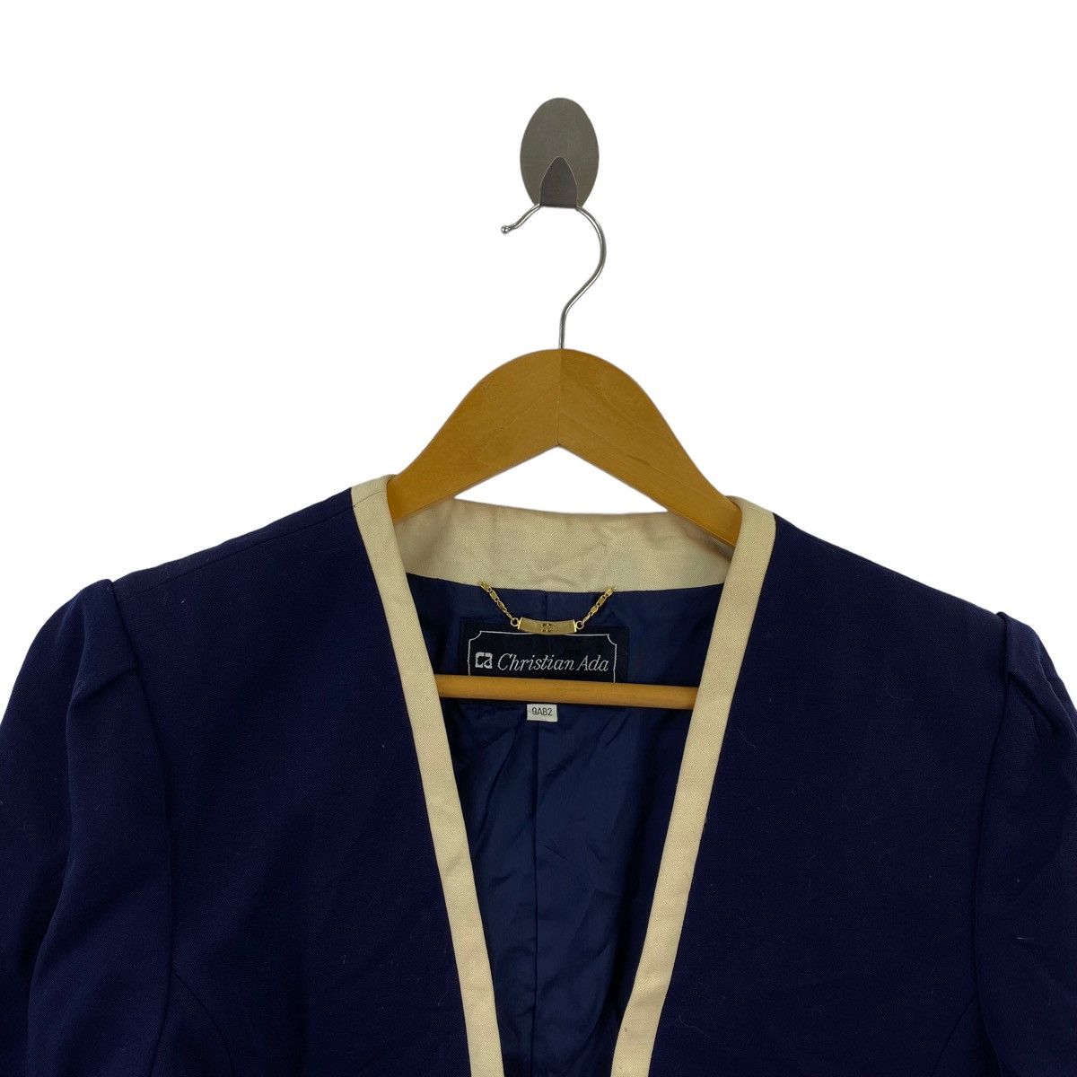 Vintage Vintage CHRISTIAN ADA Navy Crop Top Coat Jacket Size S / US 4 / IT 40 - 2 Thumbnail