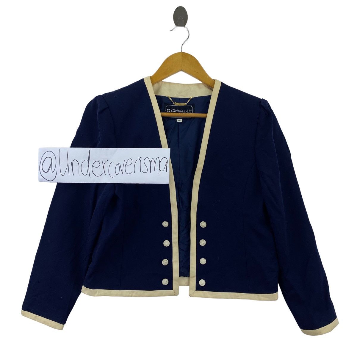Vintage Vintage CHRISTIAN ADA Navy Crop Top Coat Jacket Size S / US 4 / IT 40 - 1 Thumbnail