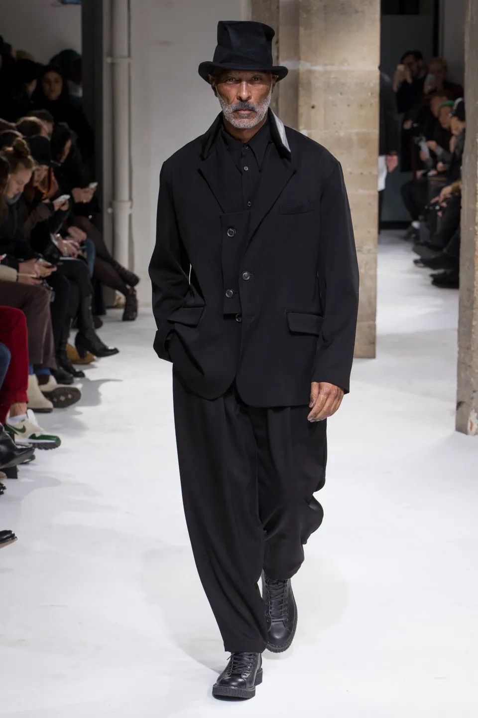 Yohji Yamamoto Pour Homme wool jacket with leather collar.