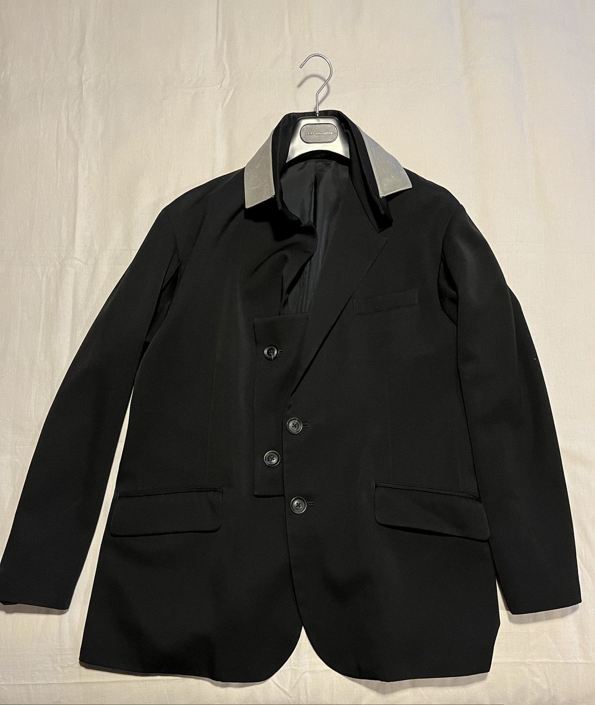 Yohji Yamamoto Pour Homme wool jacket with leather collar.