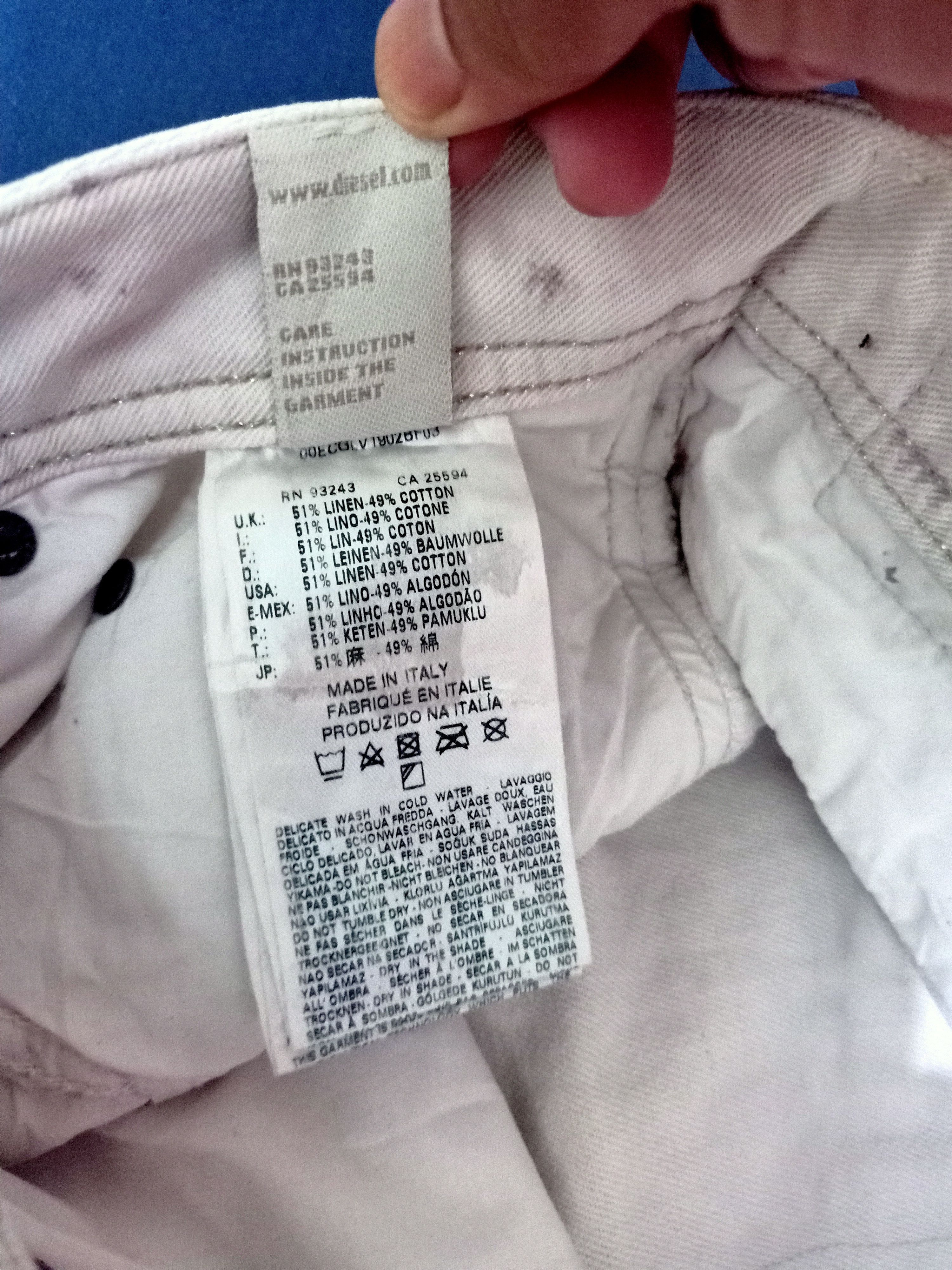 Diesel Vtg Thrashed Diesel Industry Distressed Paint White Jeans Size US 29 - 9 Thumbnail