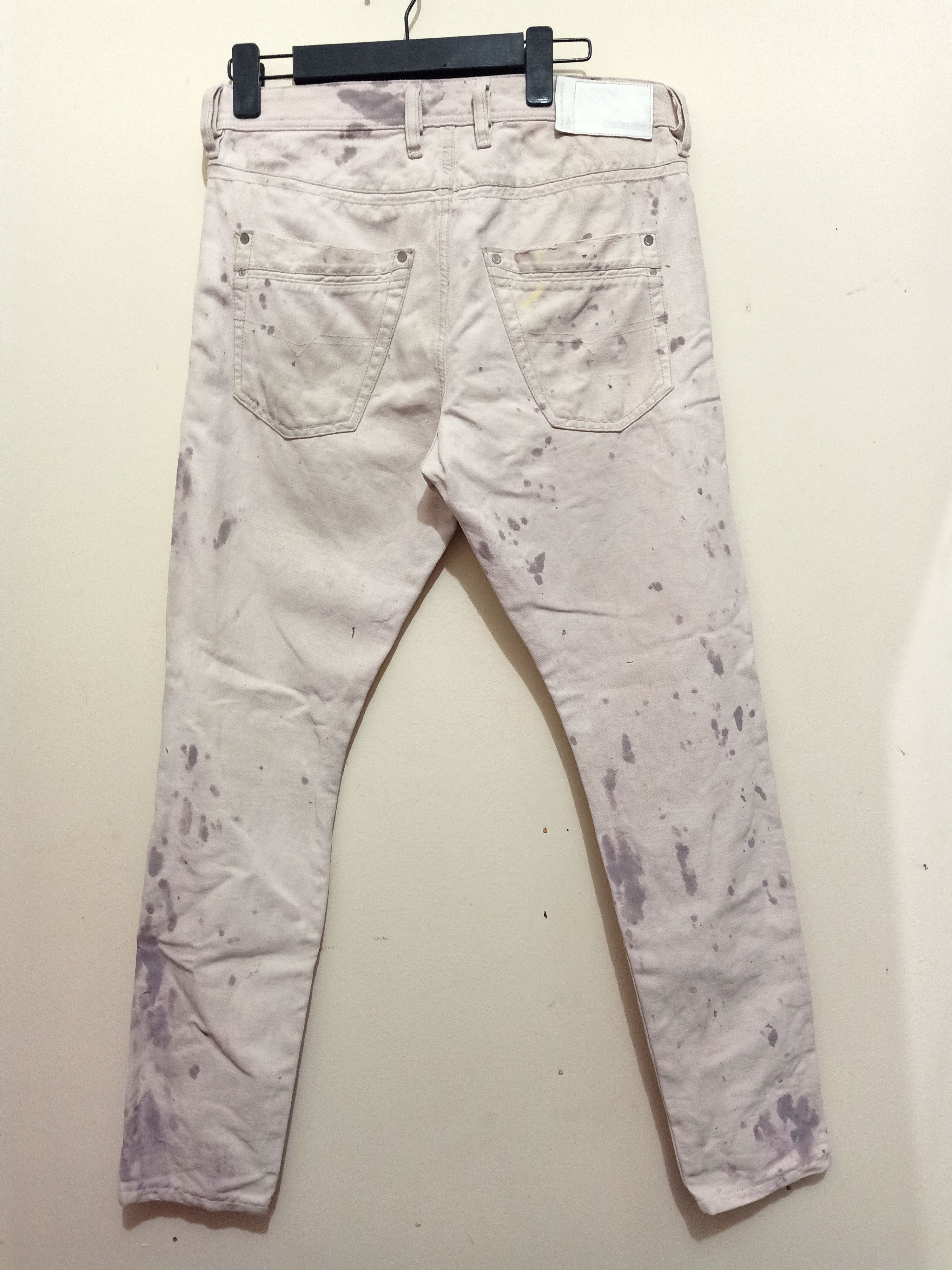 Diesel Vtg Thrashed Diesel Industry Distressed Paint White Jeans Size US 29 - 16 Thumbnail