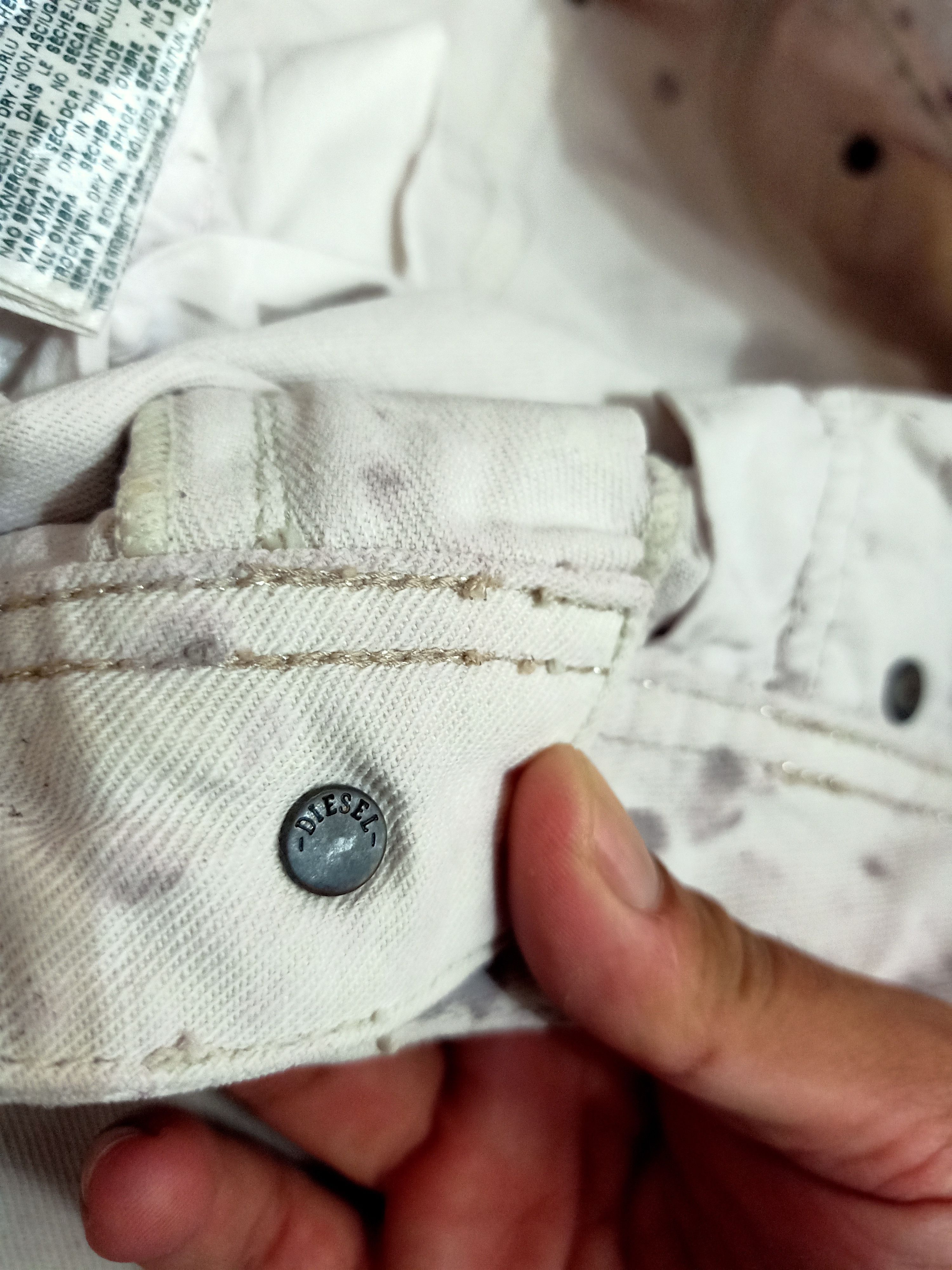 Diesel Vtg Thrashed Diesel Industry Distressed Paint White Jeans Size US 29 - 7 Thumbnail