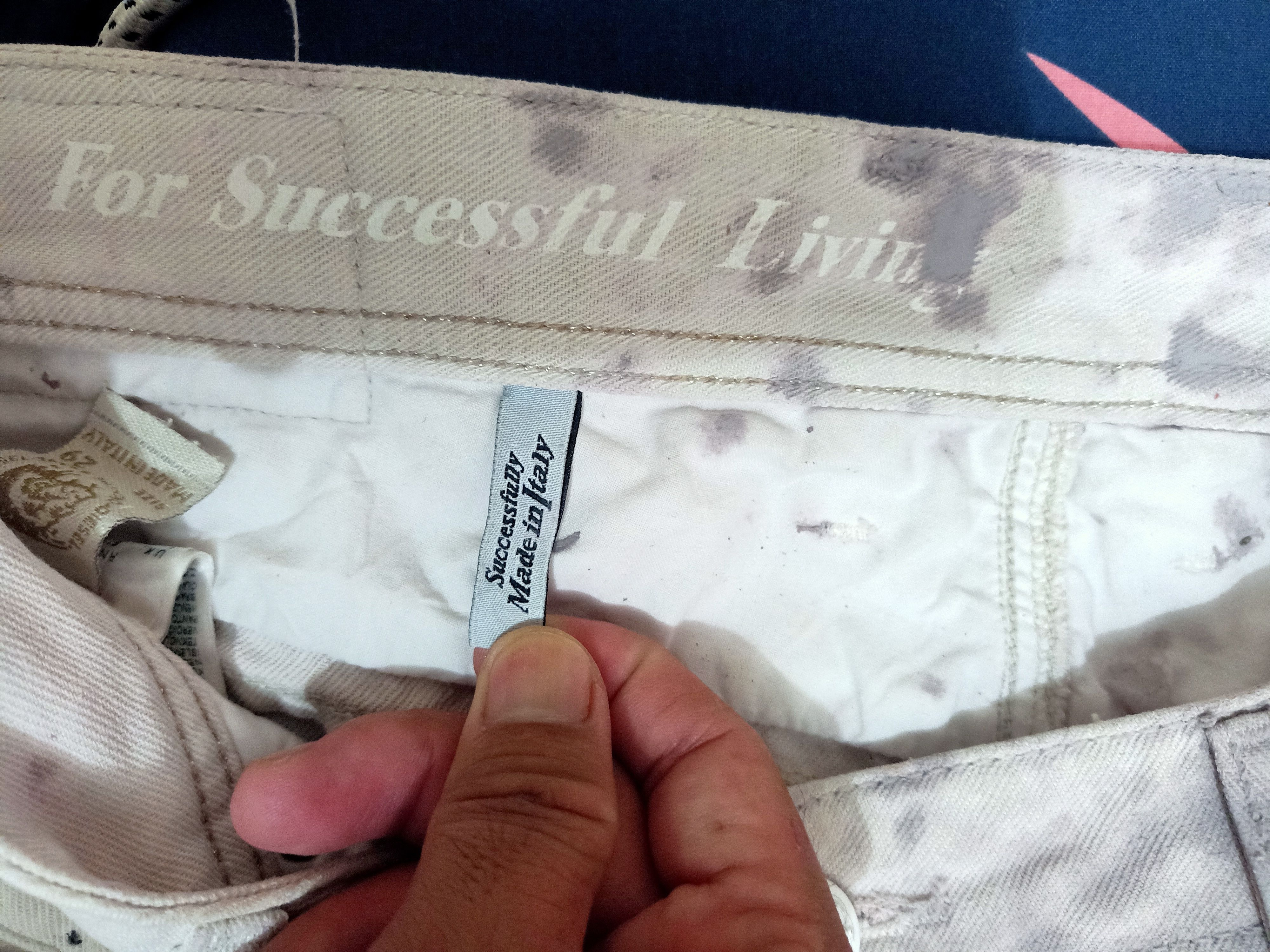 Diesel Vtg Thrashed Diesel Industry Distressed Paint White Jeans Size US 29 - 12 Thumbnail