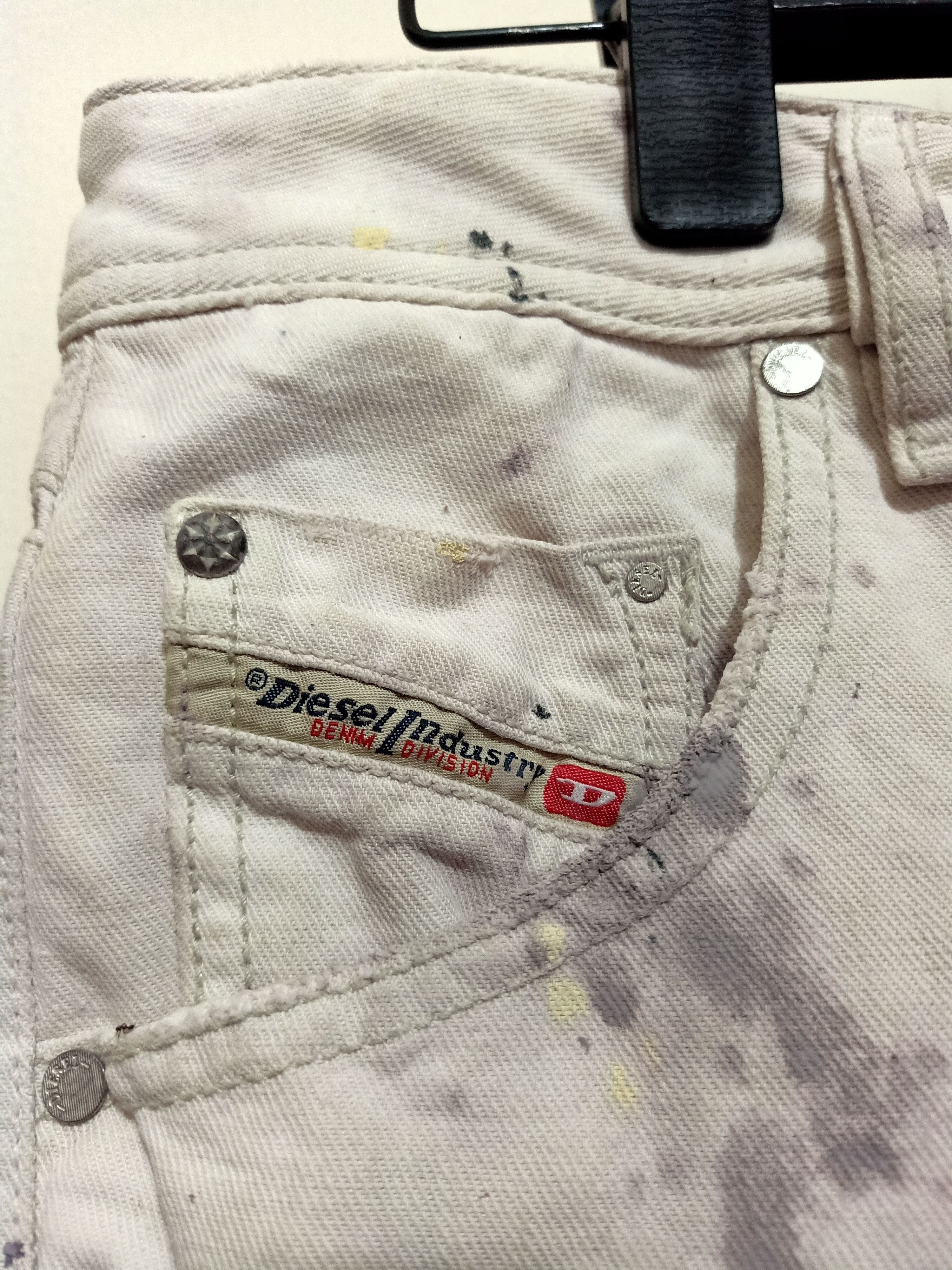 Diesel Vtg Thrashed Diesel Industry Distressed Paint White Jeans Size US 29 - 5 Thumbnail
